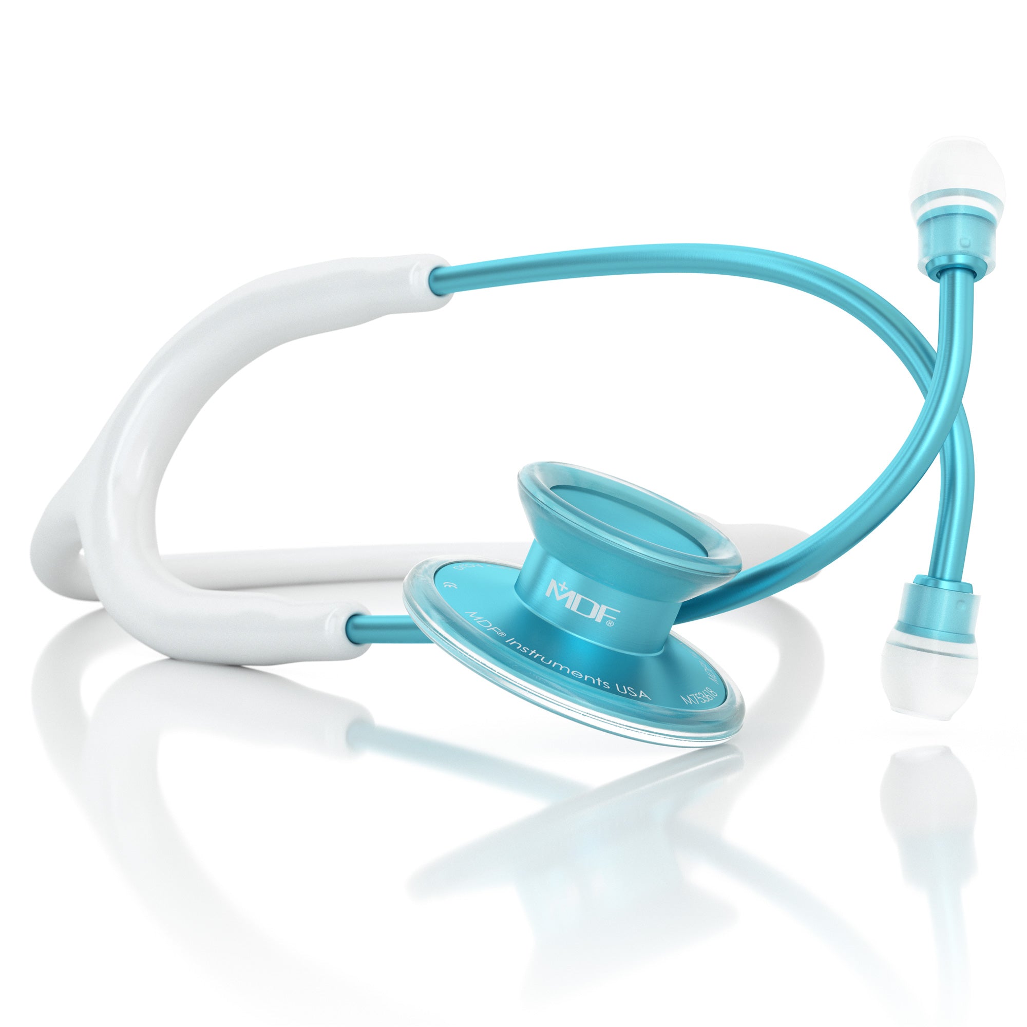 Blue Stethoscope MDF Instruments Acoustica Lightweight Dual Head Aqua and White