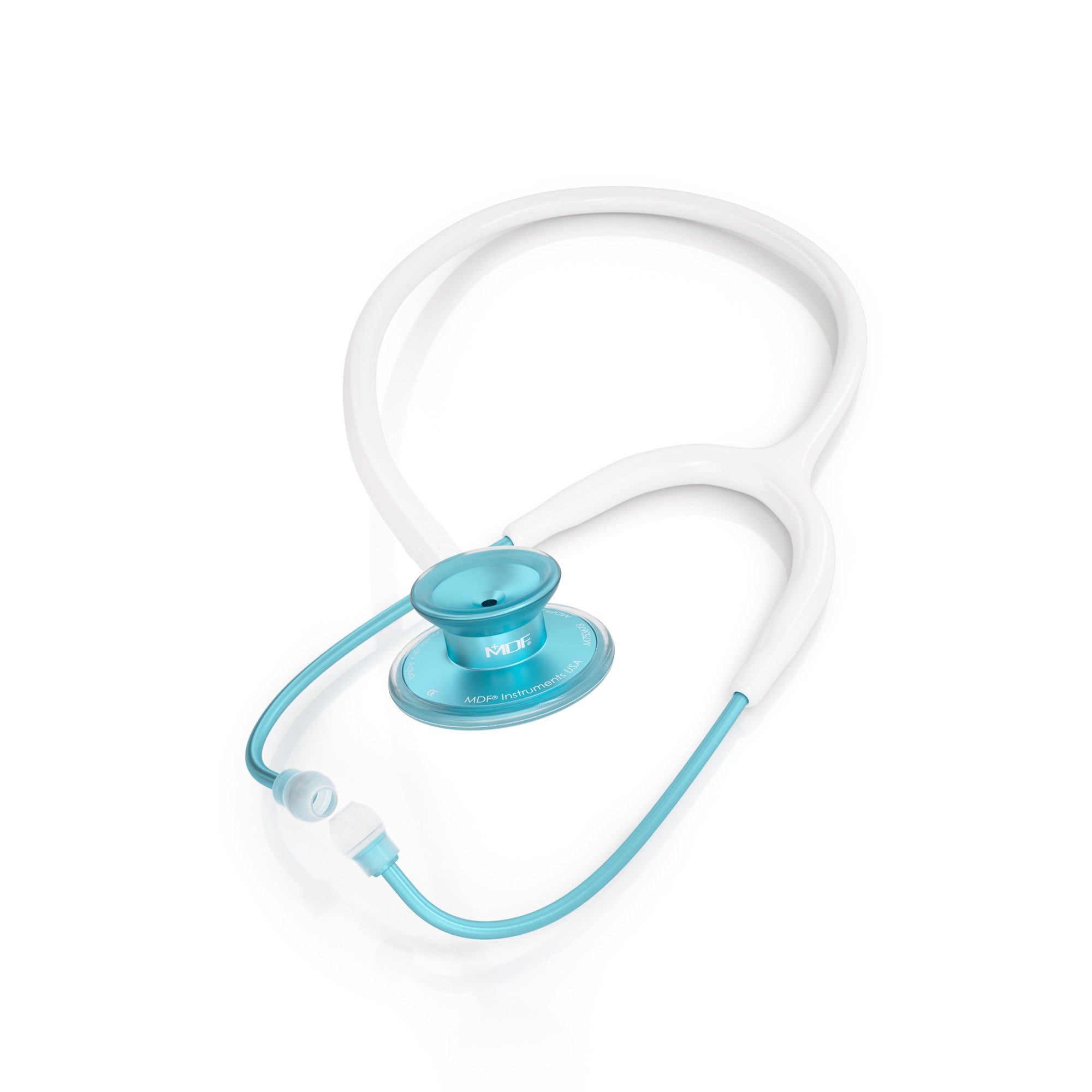 Blue Stethoscope MDF Instruments Acoustica Lightweight Dual Head Aqua and White