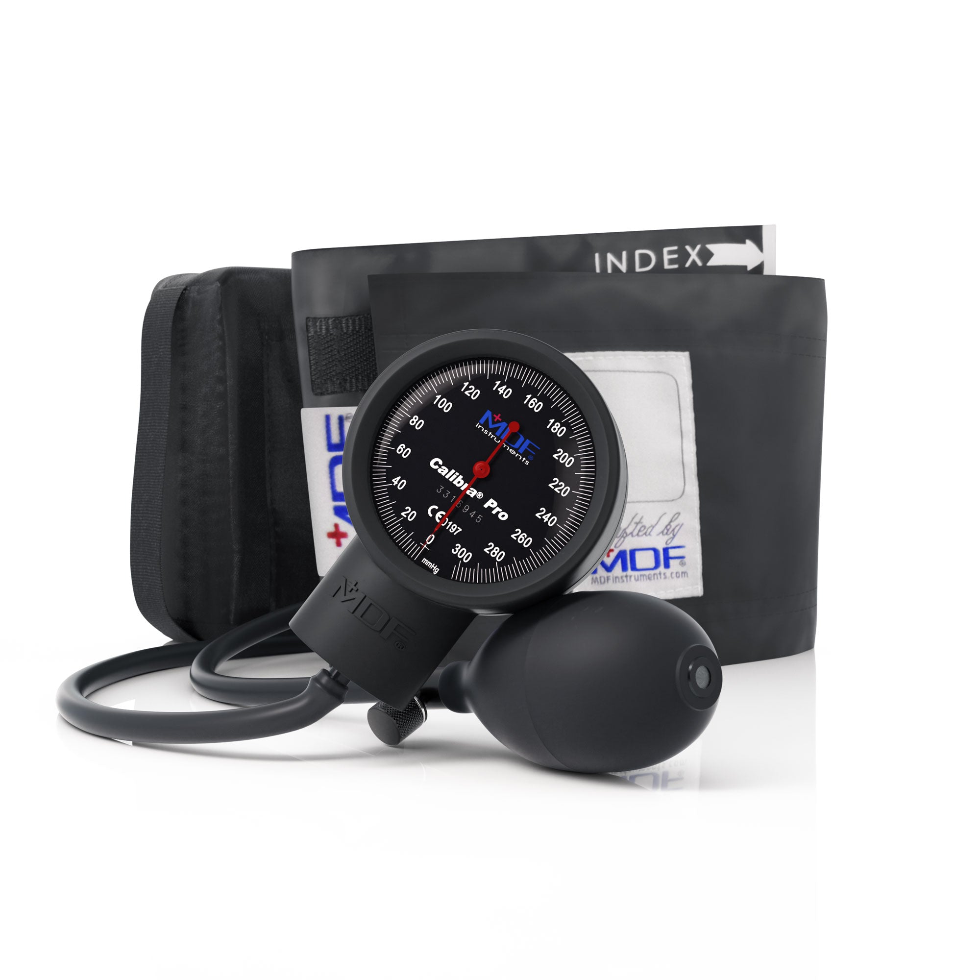Sphygmomanometer MDF Instruments Calibra Pro Black Pocket Aneroid Manual Blood Pressure Monitor Extra Large Easy to Read Gauge with Gauge Guard
