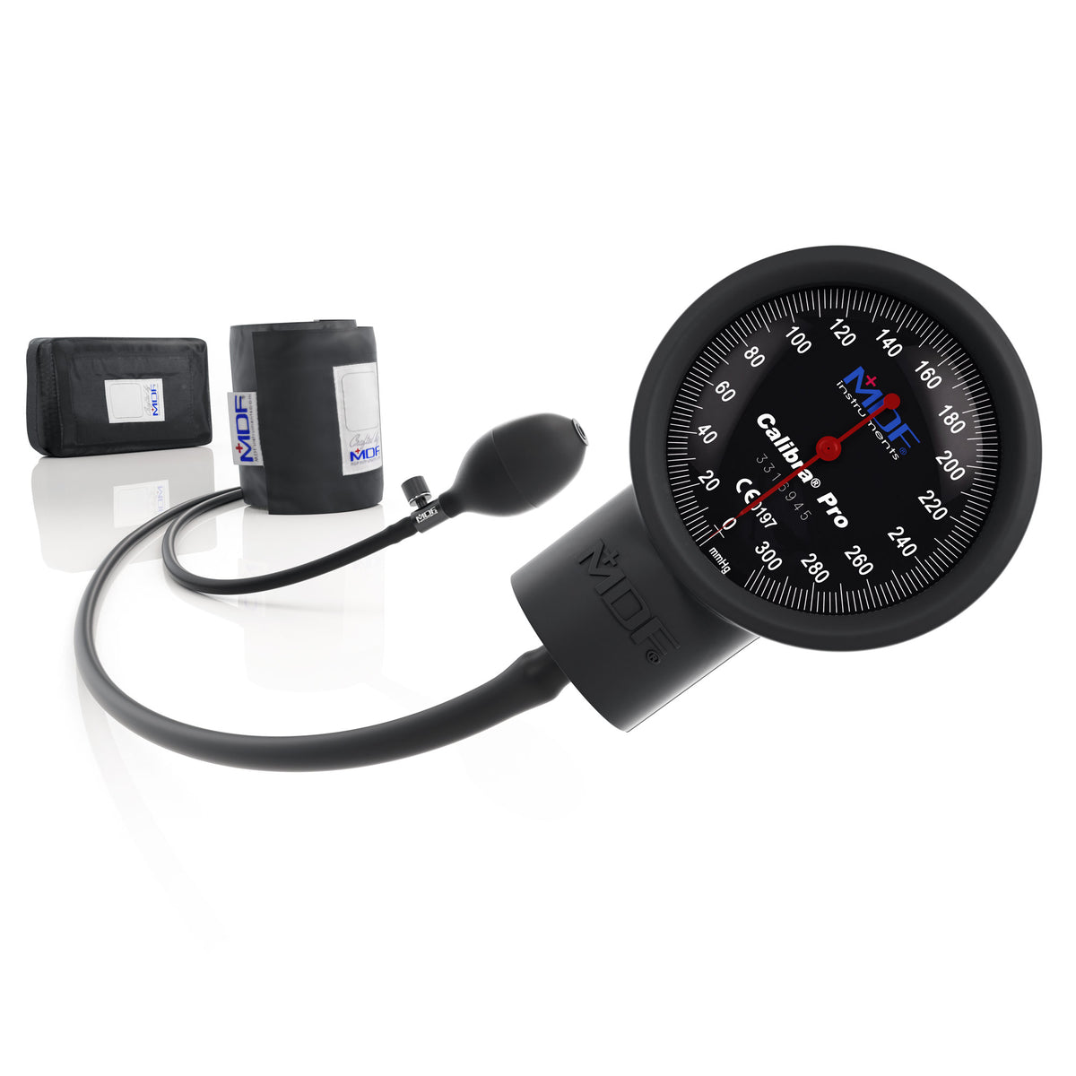 Sphygmomanometer MDF Instruments Calibra Pro Black Pocket Aneroid Manual Blood Pressure Monitor Extra Large Easy to Read Gauge with Gauge Guard