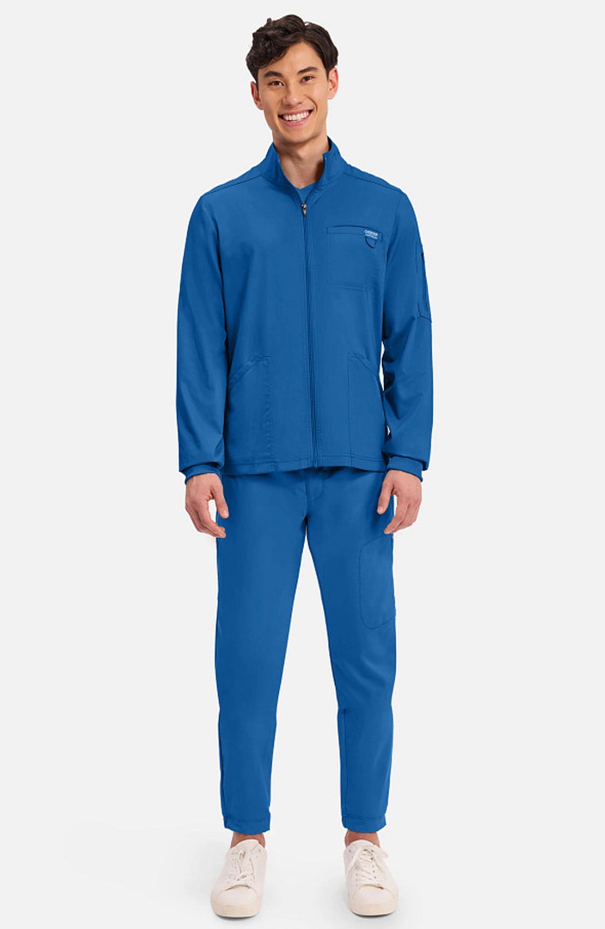 Men's Scrubs Jacket Zip Front Royal Blue Cherokee Workwear Revolution MDF Instruments WW320