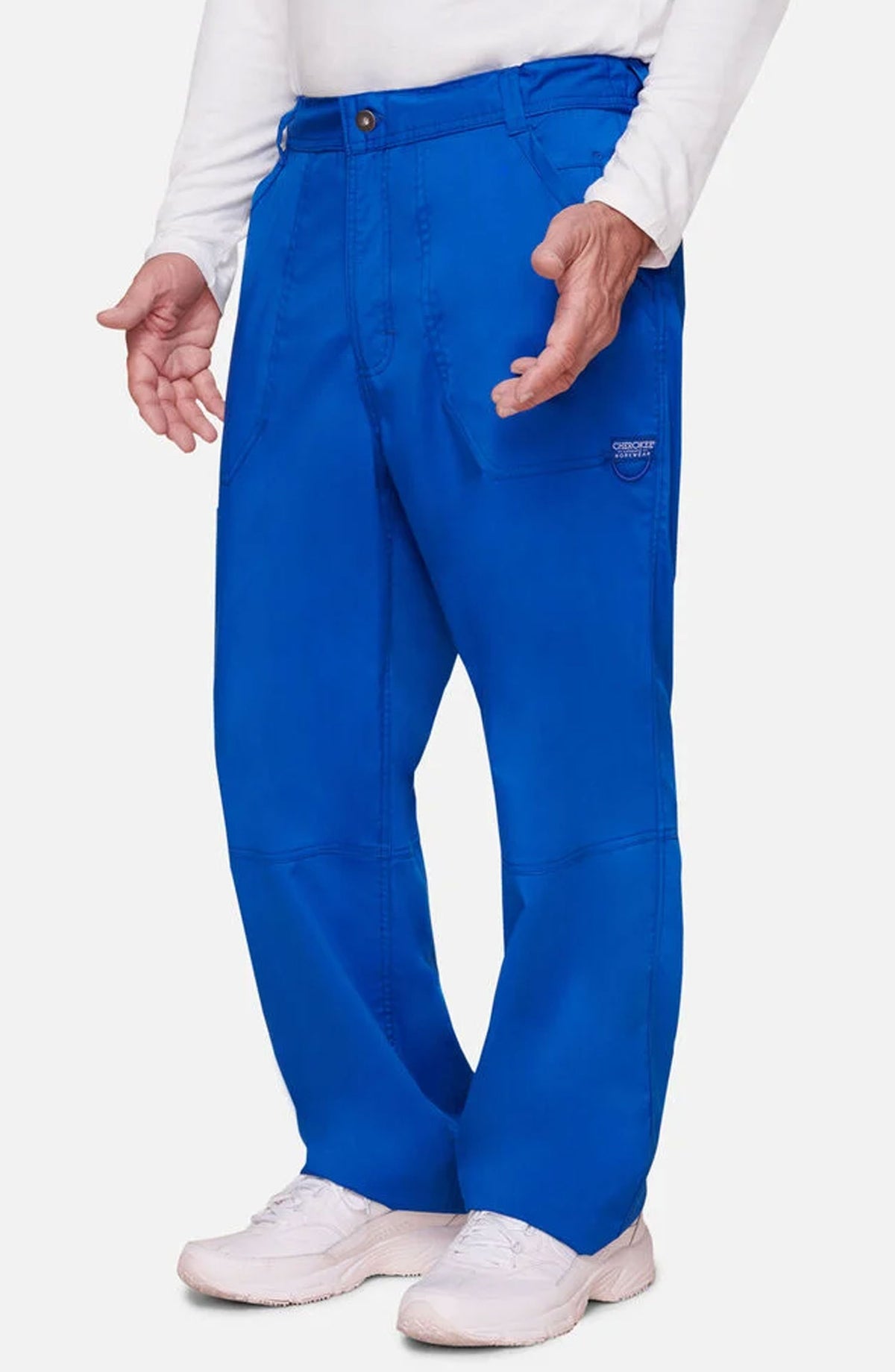 Men's Scrub Pants Cargo Royal Blue Cherokee Workwear Revolution MDF Instruments WW140