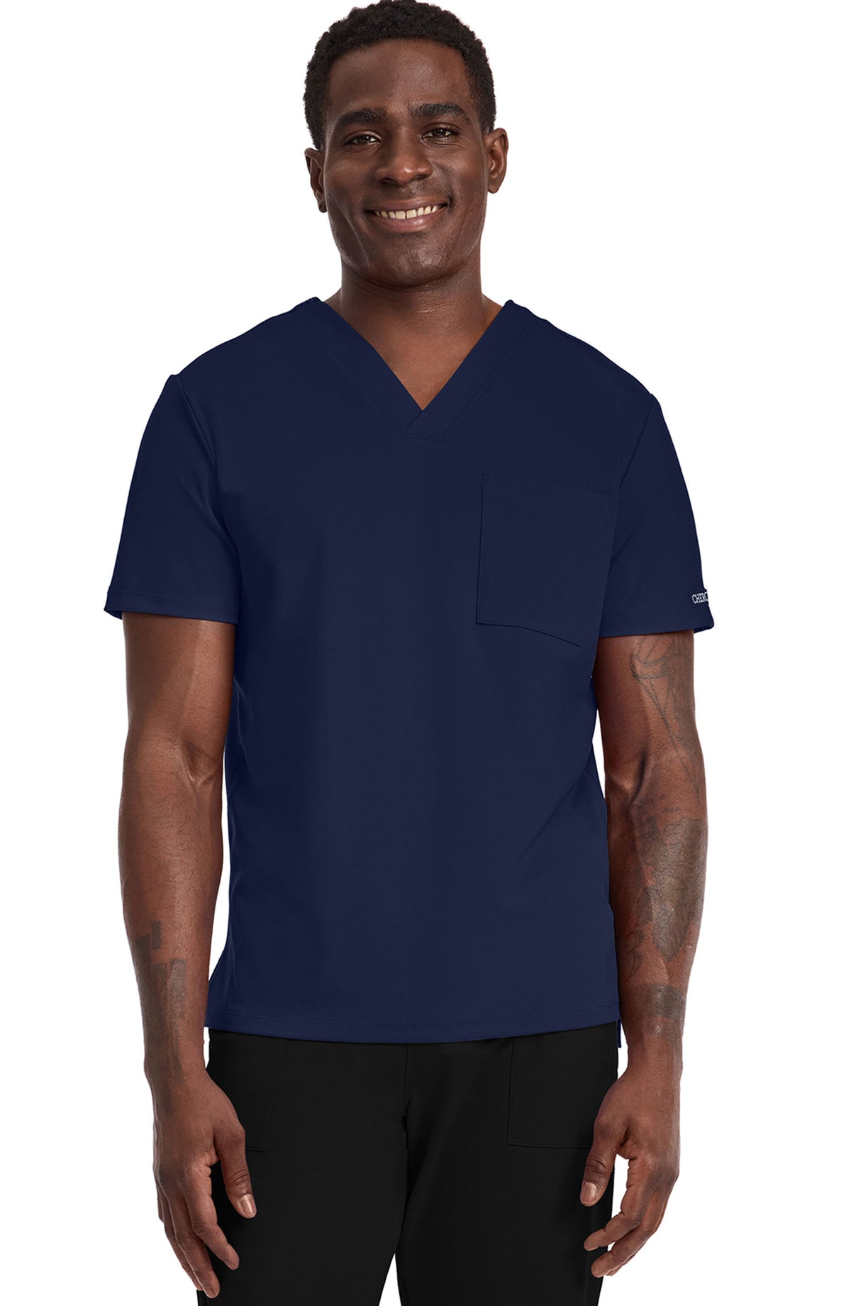 Men's Scrub Top Tuck-In V-Neck Top Navy Cherokee Achieve MDF Instruments CK834
