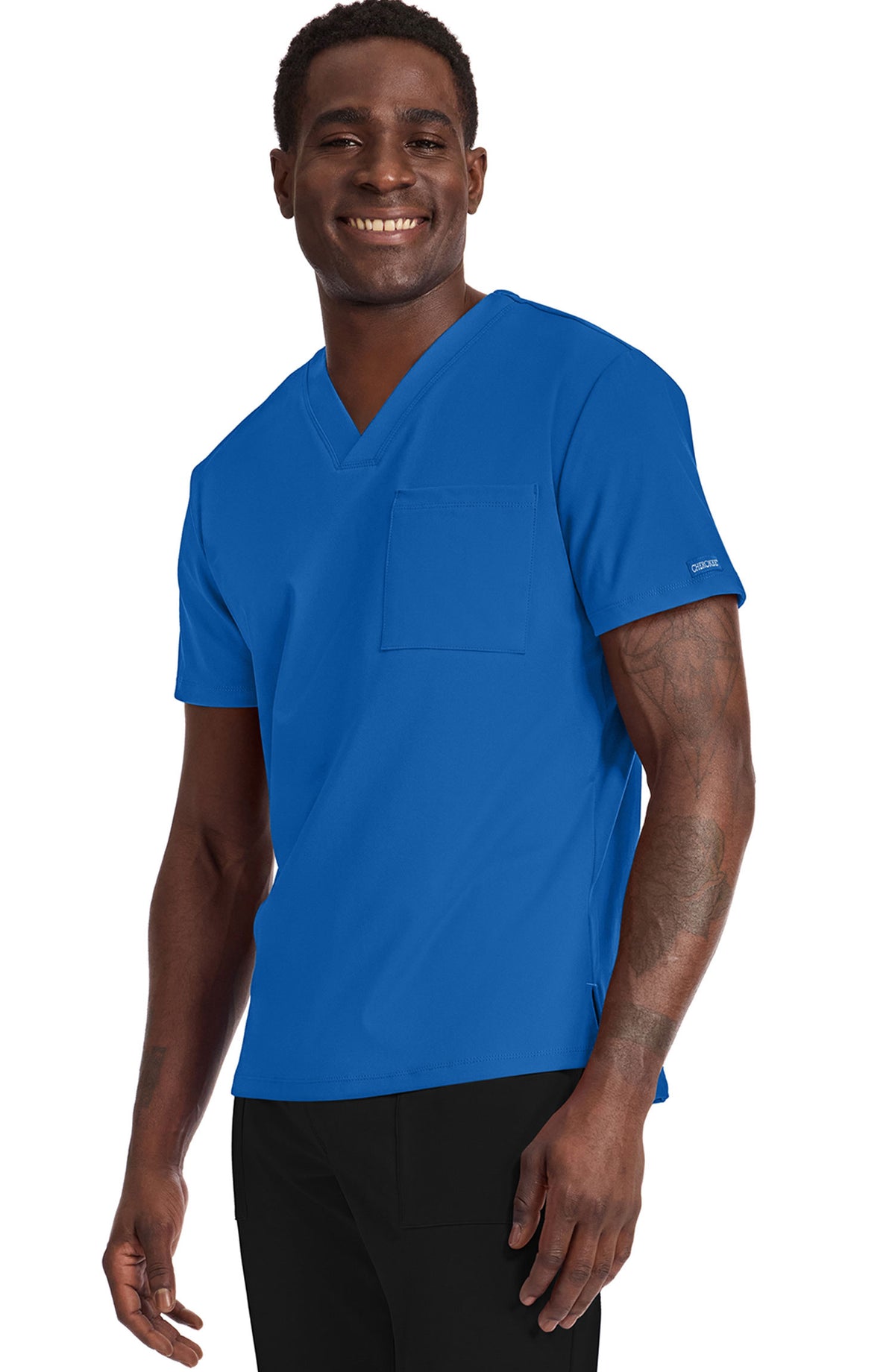 Men's Scrub Top Tuck-In V-Neck Top Royal Blue Cherokee Achieve MDF Instruments CK834