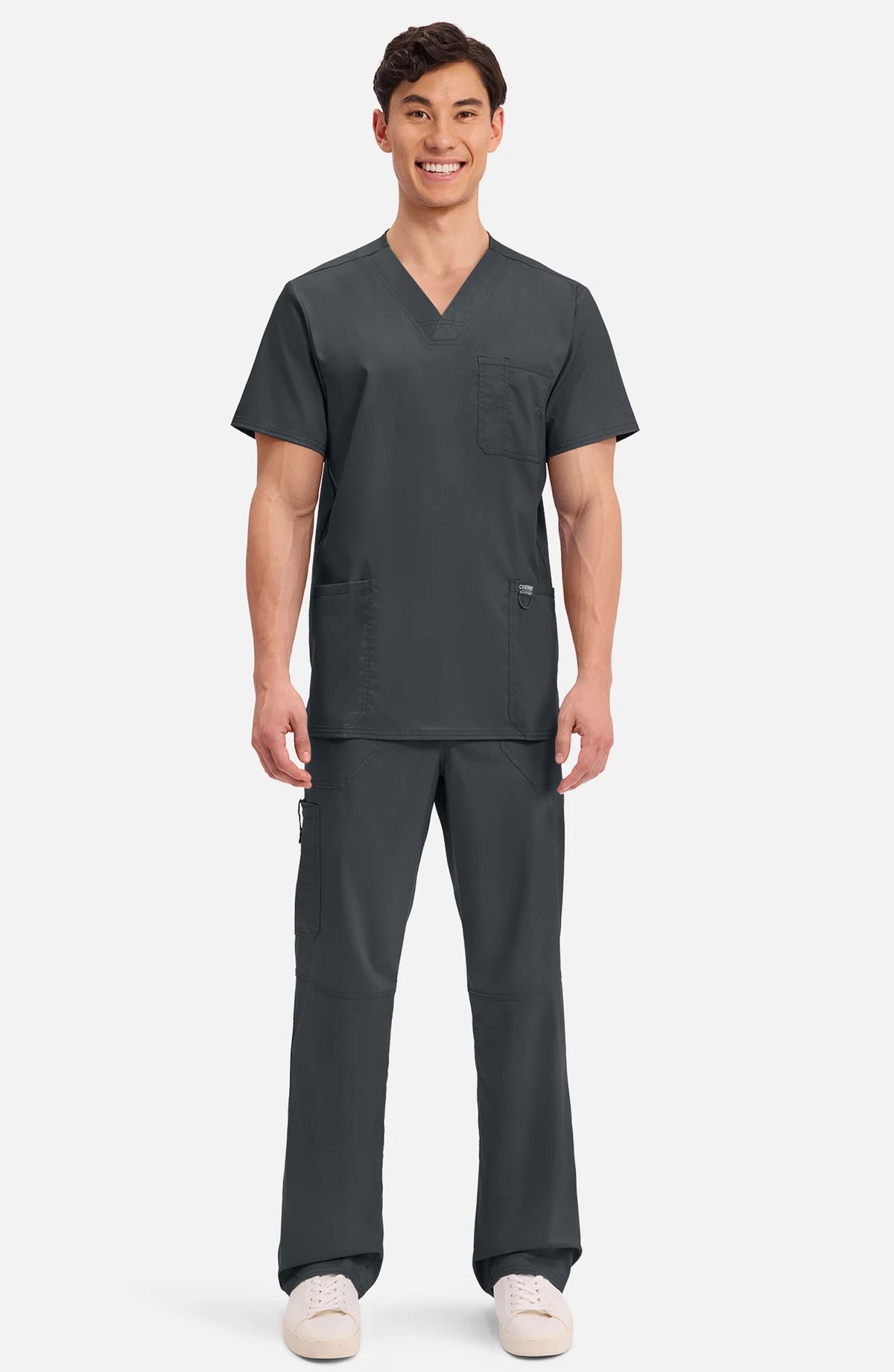 Men's Scrub Top V-Neck Top Black Cherokee Workwear Revolution MDF Instruments WW670
