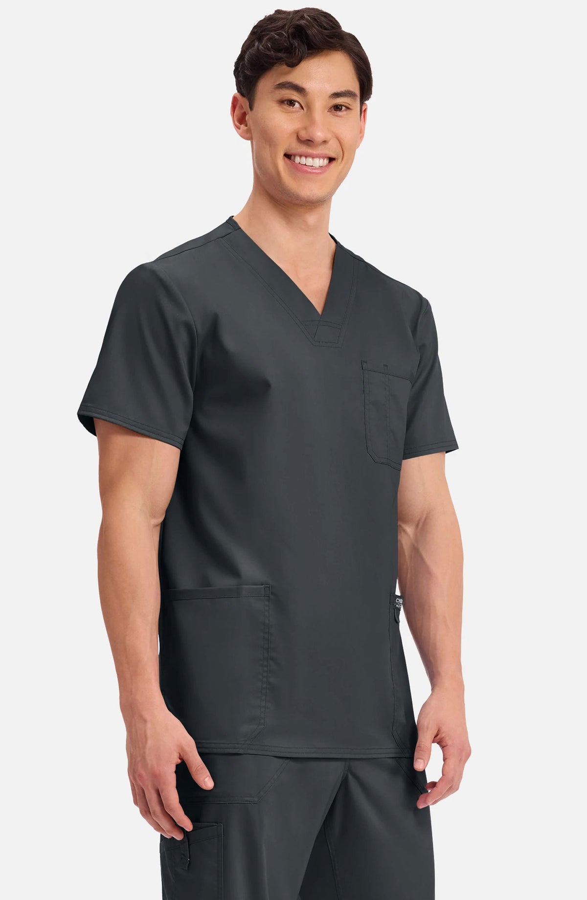 Men's Scrub Top V-Neck Top Black Cherokee Workwear Revolution MDF Instruments WW670