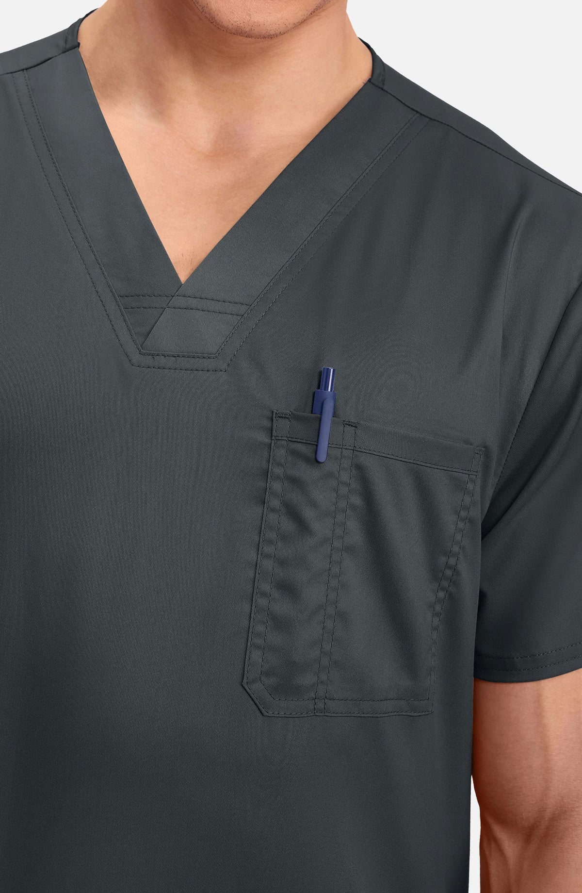 Men's Scrub Top V-Neck Top Black Cherokee Workwear Revolution MDF Instruments WW670