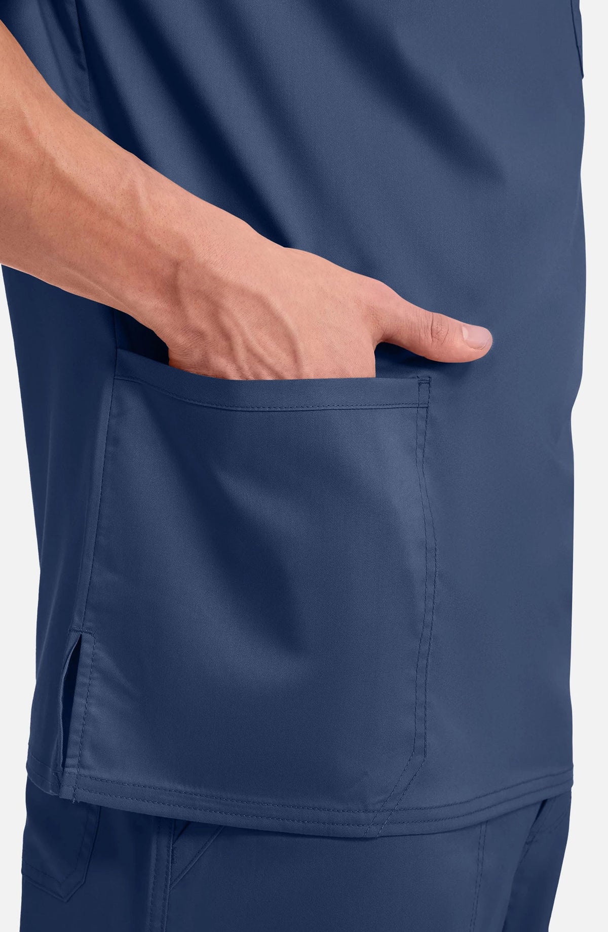 Men's Scrub Top V-Neck Top Navy Cherokee Workwear Revolution MDF Instruments WW670