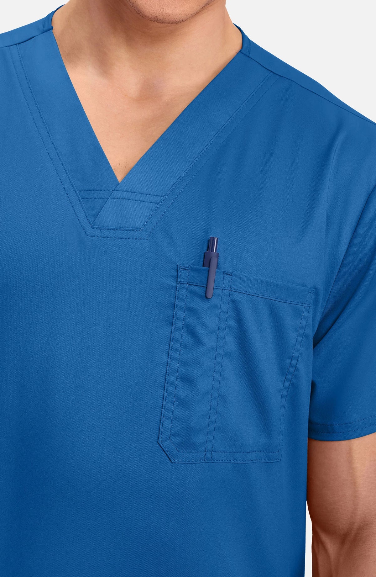 Men's Scrub Top V-Neck Top Royal Blue Cherokee Workwear Revolution MDF Instruments WW670