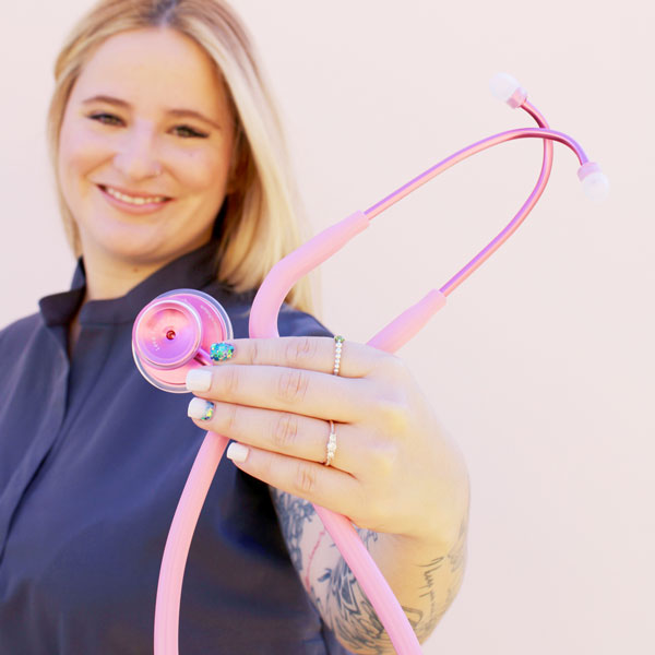 Pink Stethoscope MDF Instruments Acoustica Lightweight Dual Head Cosmo Light Pink and Pinkore