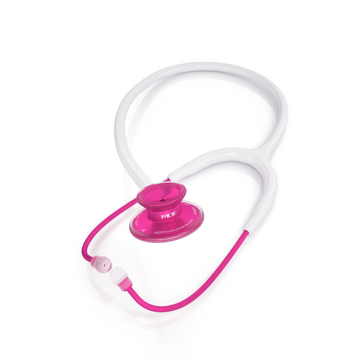 Pink Stethoscope MDF Instruments Acoustica Lightweight Dual Head BlaBlanc White and Pinkalloy