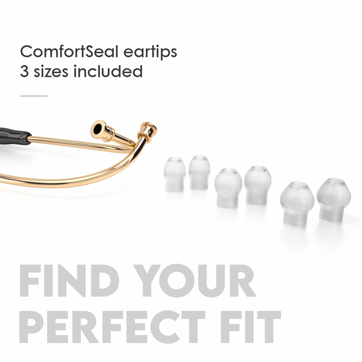 Stethoscope MDF Instruments MD One Stainless Steel Adult Dual Head Gold and Black 3 Sizes of ComfortSeal Eartips Included