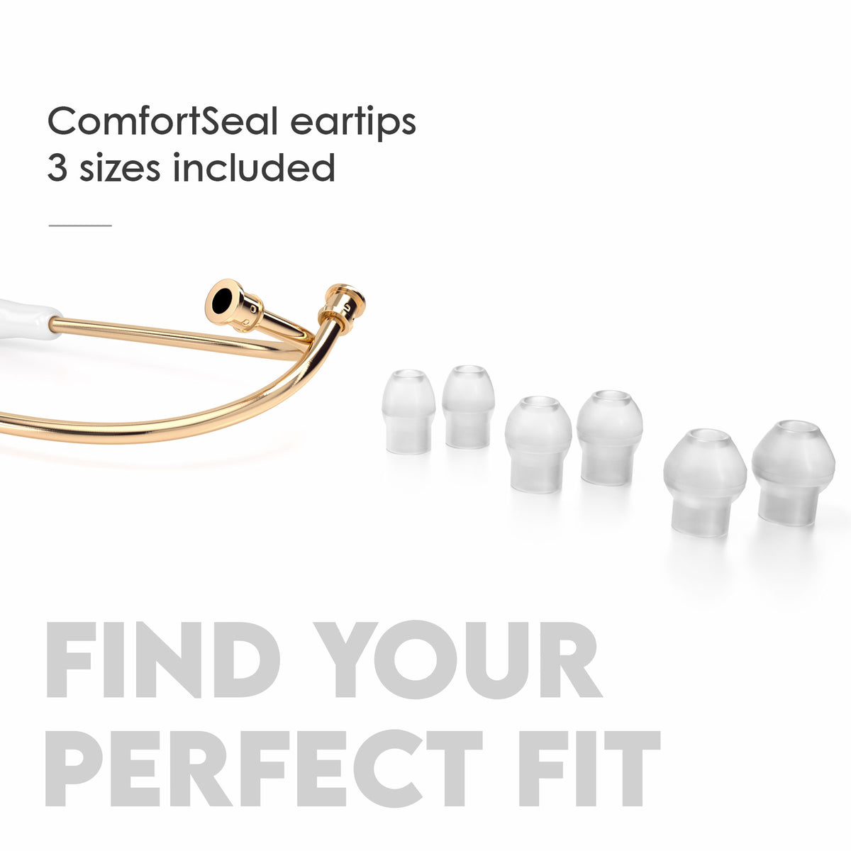 Stethoscope MDF Instruments MD One Stainless Steel Adult Dual Head Gold and White 3 Sizes of ComfortSeal Eartips Included