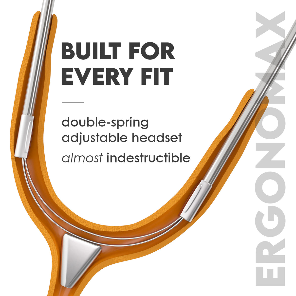 Stethoscope MDF Instruments MD One Stainless Steel Adult Dual Head Vitamin Orange Patented Ergonomax Headset