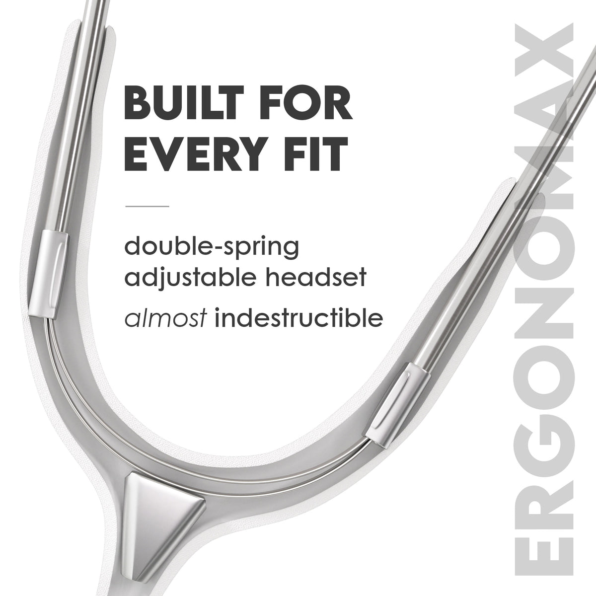 Stethoscope MDF Instruments MD One Stainless Steel Adult Dual Head BlaBlanc White Patented Ergonomax Headset