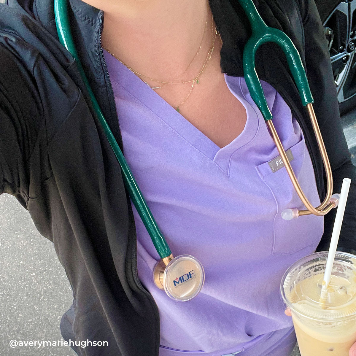 Stethoscope MDF Instruments ProCardial Titanium Mprint Green Glitter and Rose Gold