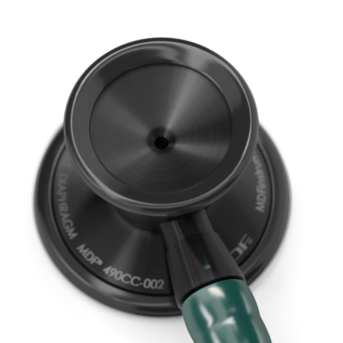 Stethoscope MDF Instruments ProCardial Titanium Cardiology Green and BlackOut All Black Metal Finish Add Custom Stethoscope Engraving