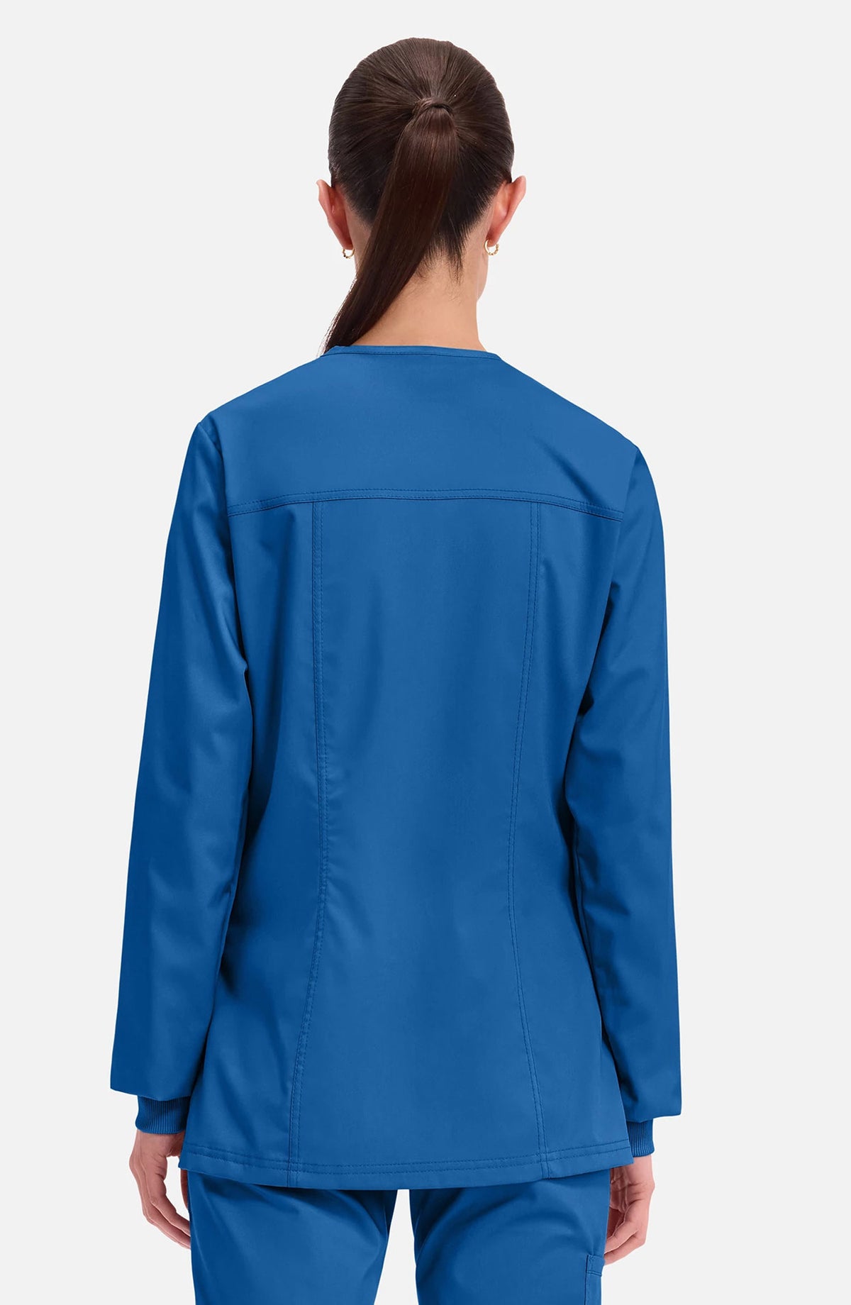 Women's Scrubs Jacket Button Front Royal Blue Cherokee Workwear Revolution MDF Instruments WW310