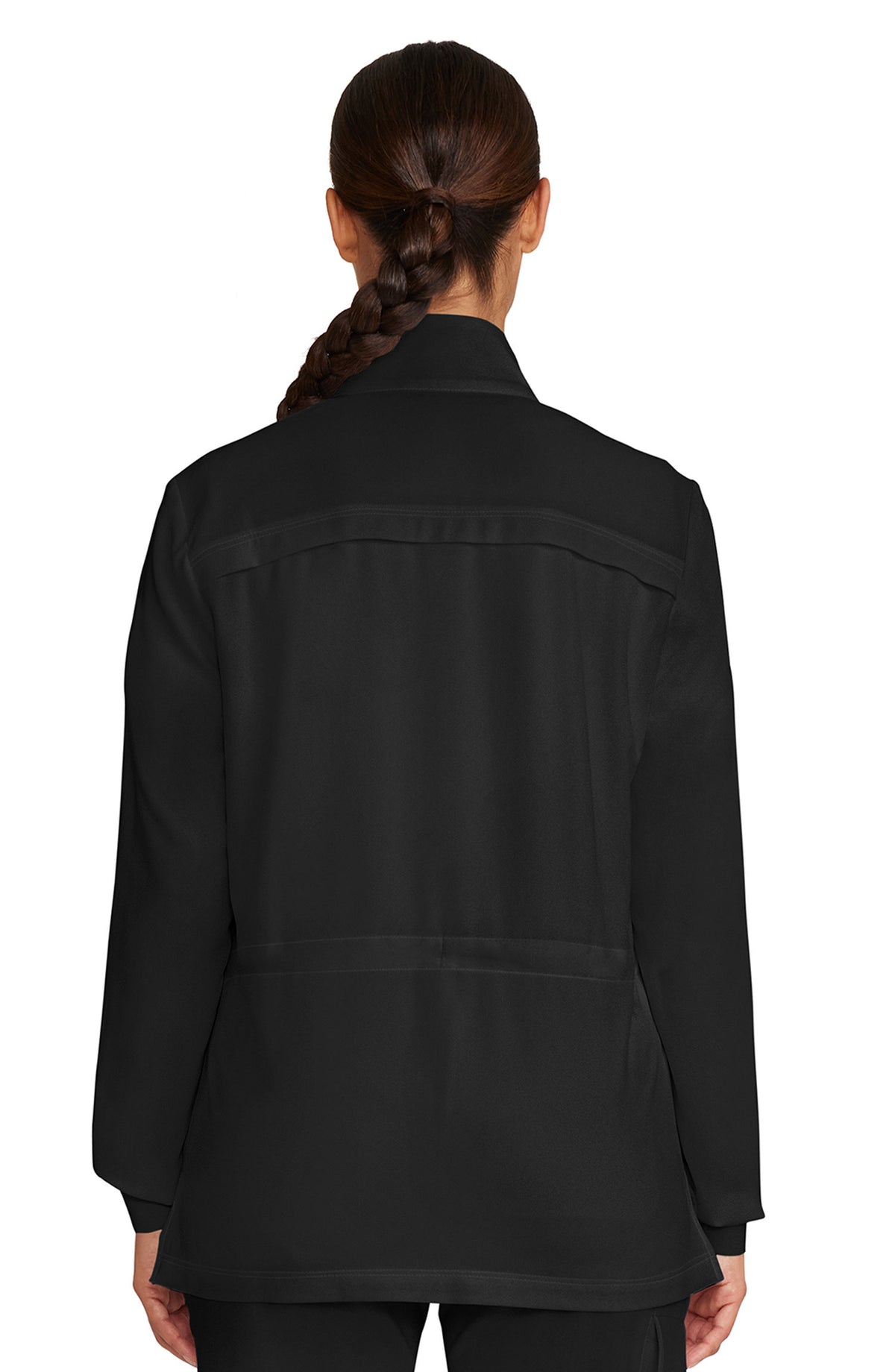 Women's Scrub Jacket Zip Front Utility Black Healing Hands Quest MDF Instruments