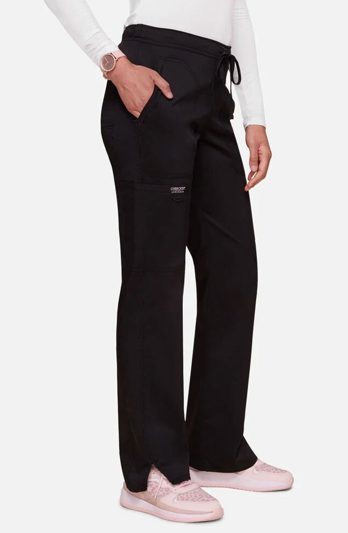 Women's Scrub Pants Cargo Black Cherokee Workwear Revolution MDF Instruments WW120