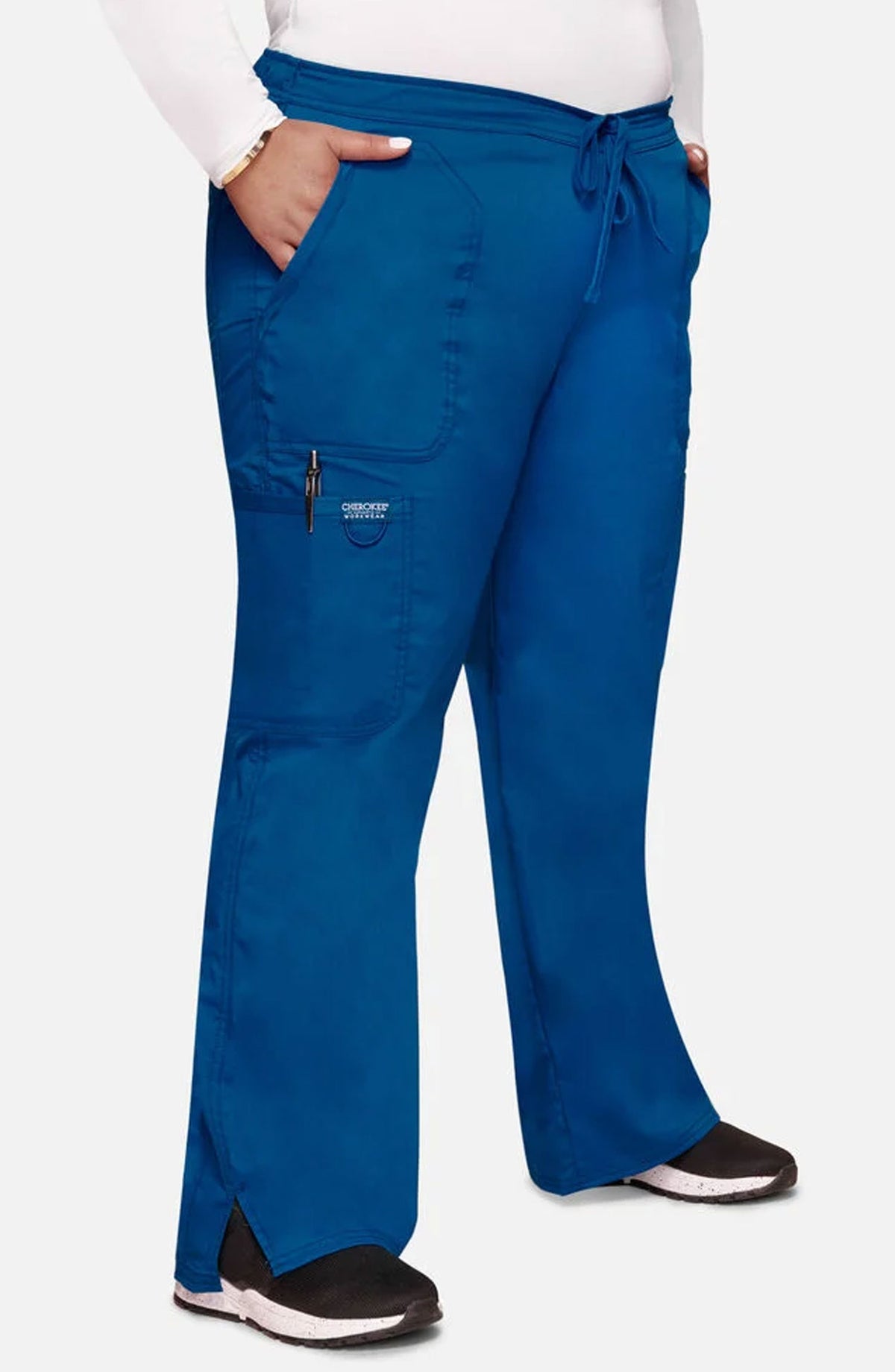 Women's Scrub Pants Cargo Royal Blue Cherokee Workwear Revolution MDF Instruments WW120