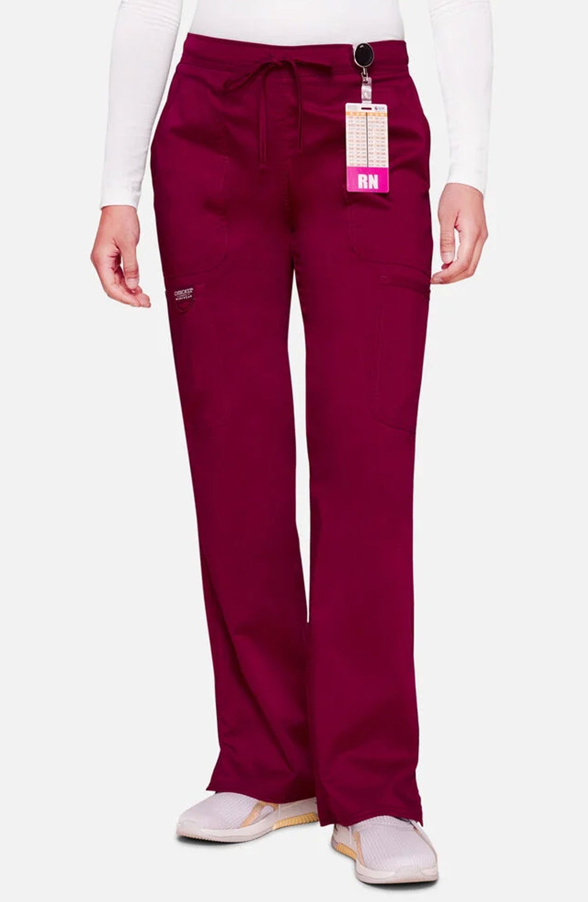Women's Scrub Pants Cargo Wine Burgundy Cherokee Workwear Revolution MDF Instruments WW120