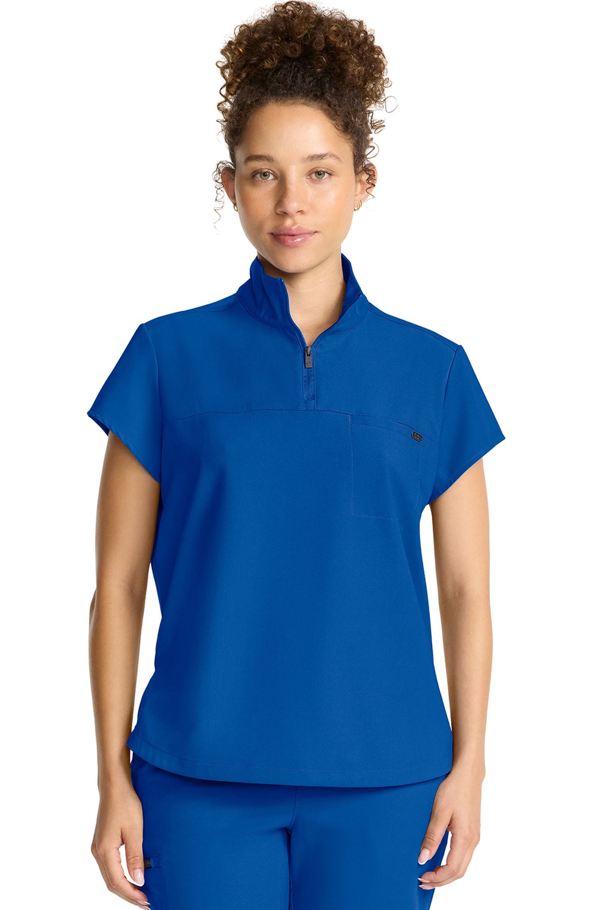 Women's Scrub Top Quarter Zip Royal Blue Healing Hands MDF Instruments HH752