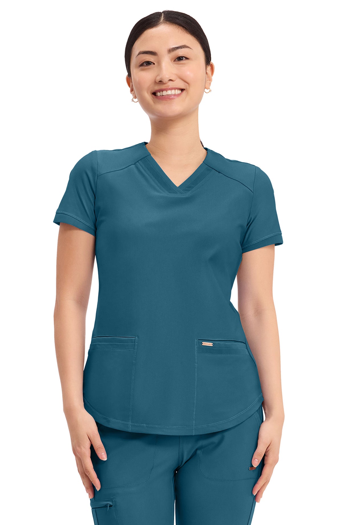 Women's Scrub Top V-Neck Cherokee Form Caribbean Blue CK840 MDF Instruments Apparel