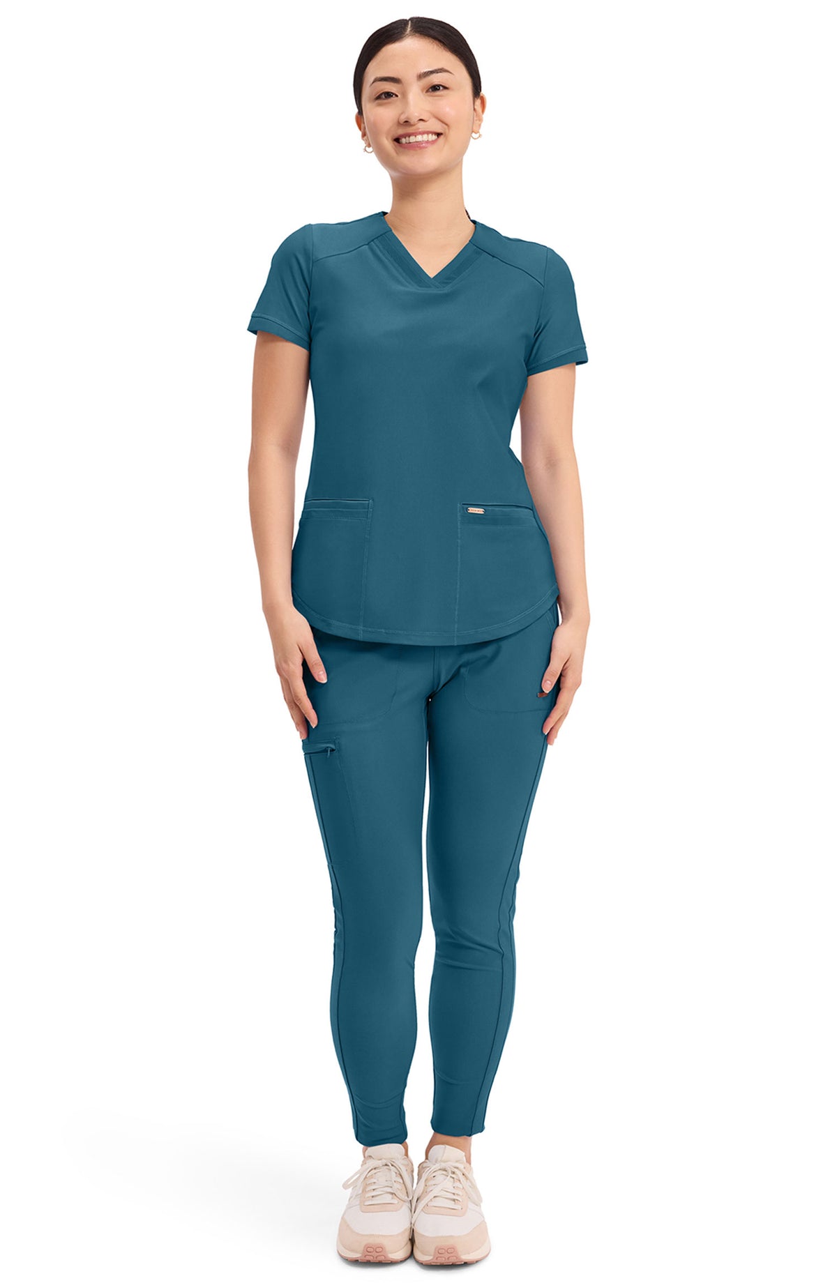 Women's Scrub Top V-Neck Cherokee Form Caribbean Blue CK840 MDF Instruments Apparel