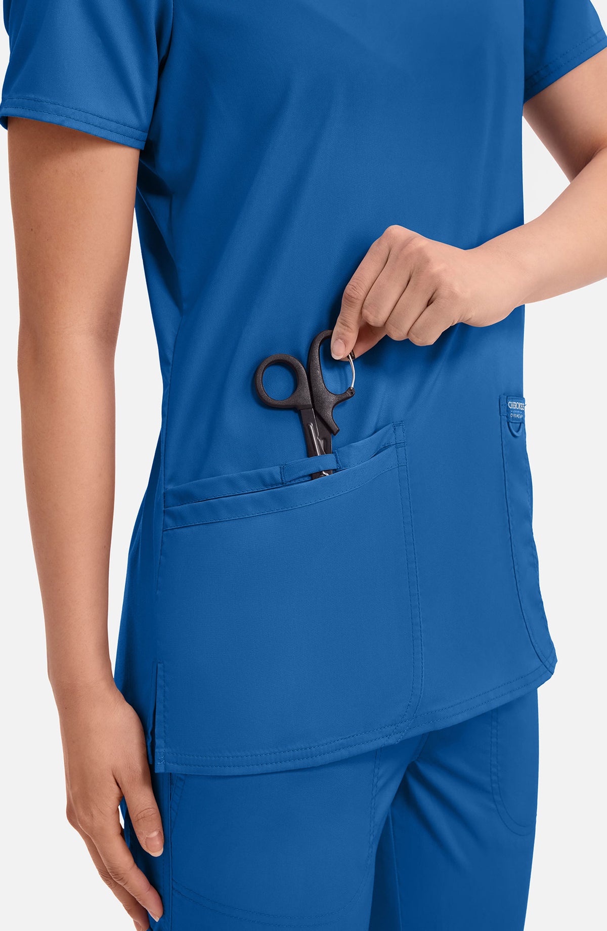 Women's Scrub Top V-Neck Royal Blue Cherokee Workwear Revolution MDF Instruments WW620