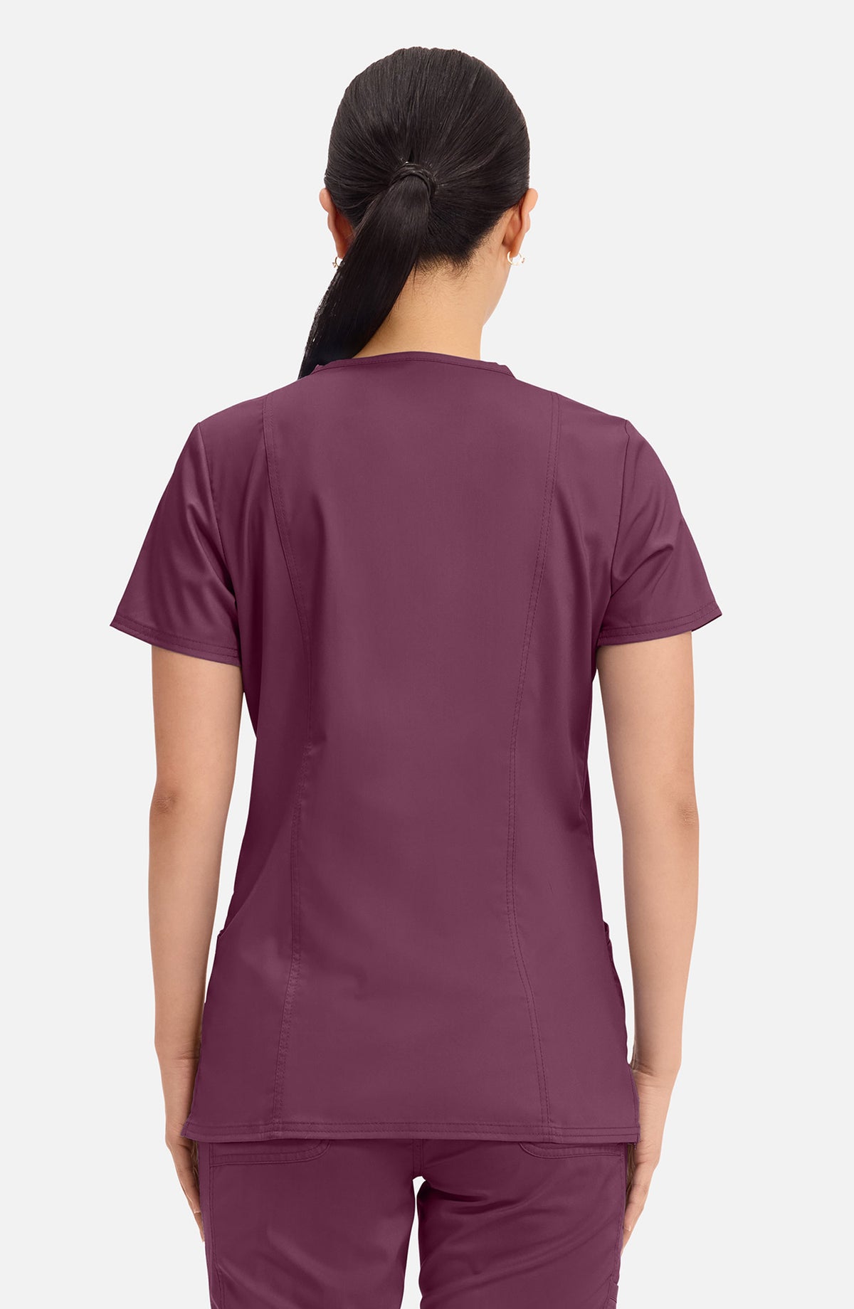 Women's Scrub Top V-Neck Wine Burgundy Cherokee Workwear Revolution MDF Instruments WW620