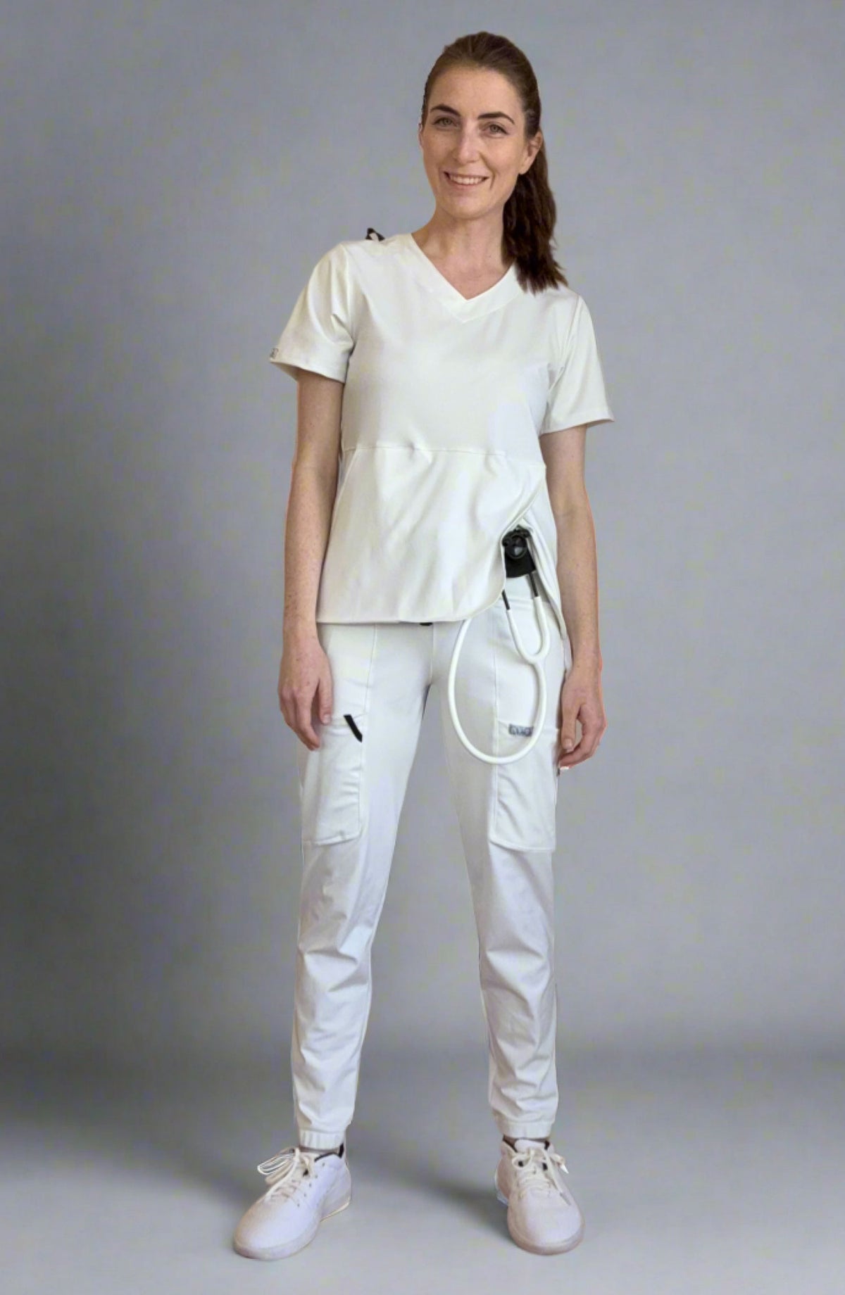 Women's Scrubs Jogger Pants Crystal White OliveUs MDF Instruments