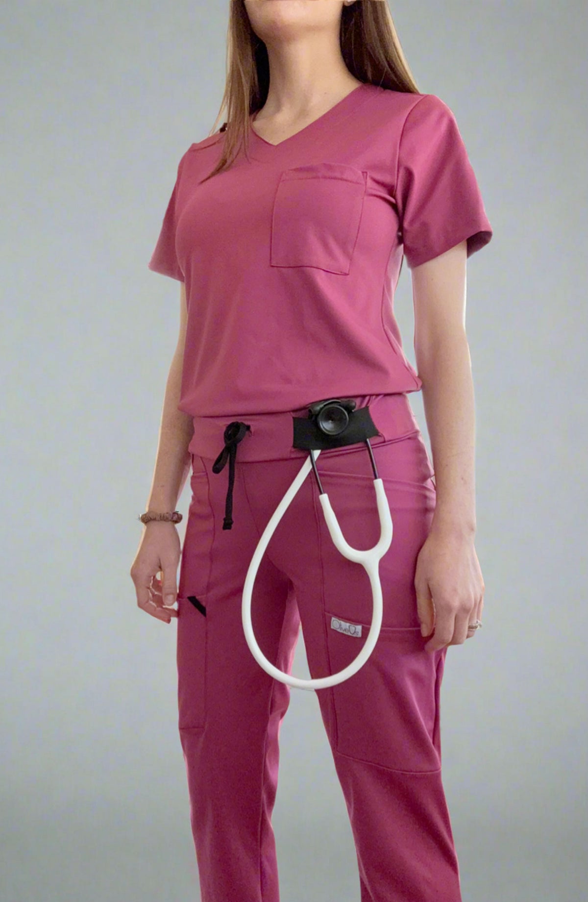 Womens Scrubs Tuck-In Top Pink Vintage Rose OliveUs MDF Instruments