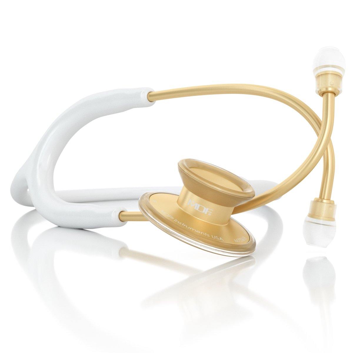 Stethoscope MDF Instruments Acoustica Lightweight Dual Head BlaBlanc White and Gold