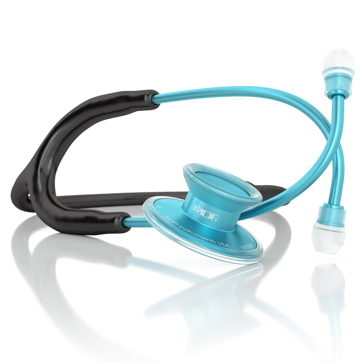 Blue Stethoscope MDF Instruments Acoustica Lightweight Dual Head Aqua and Black