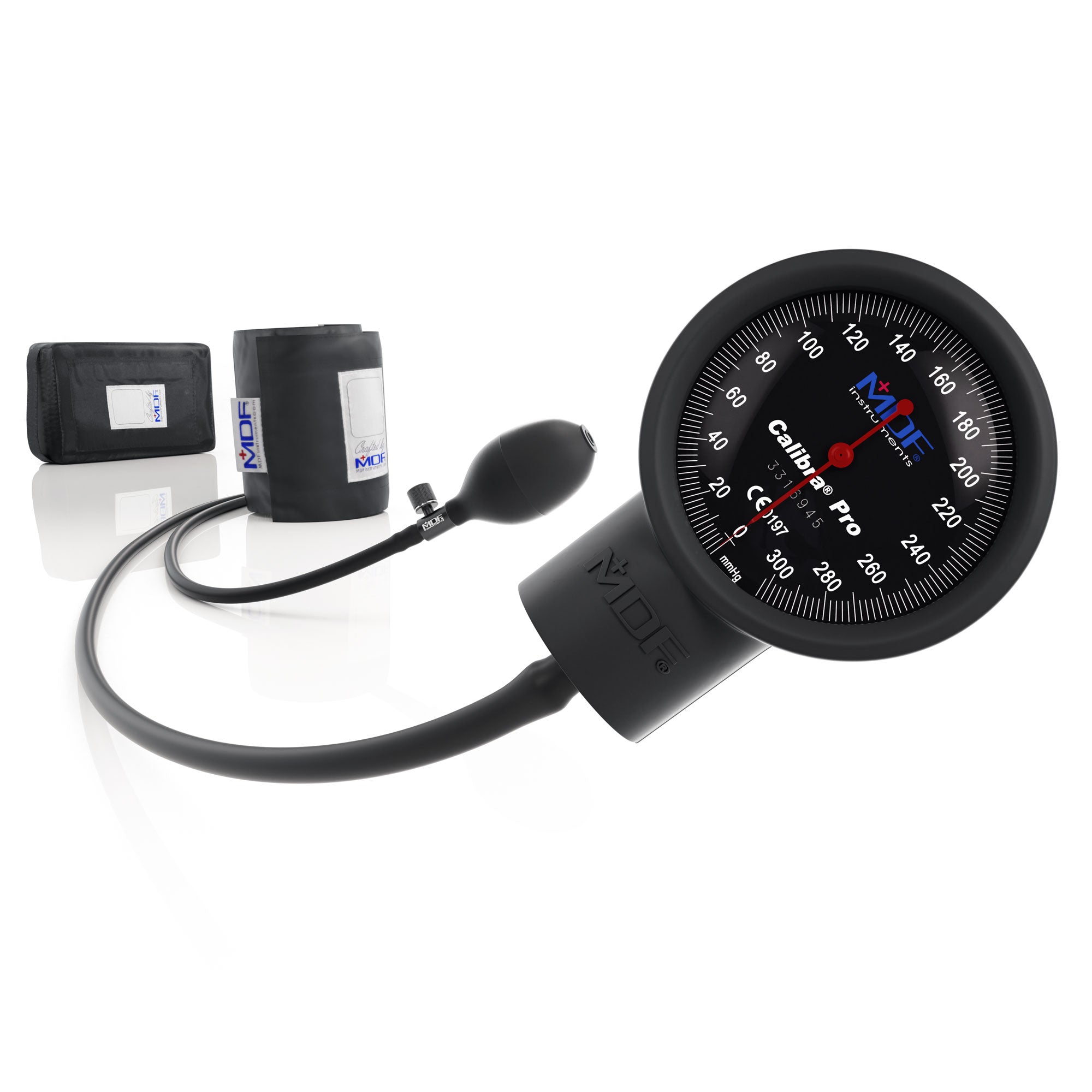 Sphygmomanometer MDF Instruments Calibra Pro Black Pocket Aneroid Manual Blood Pressure Monitor Extra Large Easy to Read Gauge with Gauge Guard