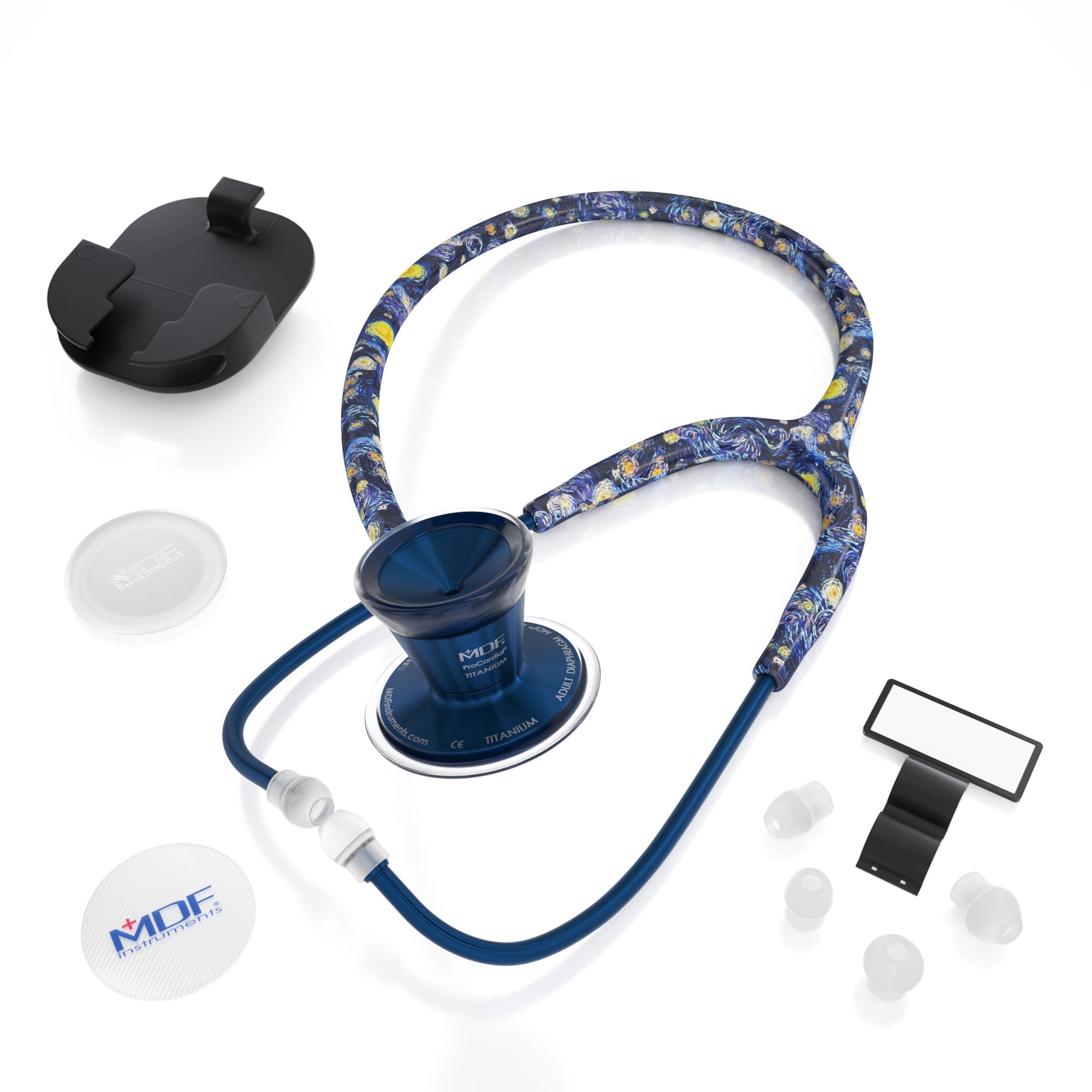 Blue Stethoscope MDF Instruments ProCardial Titanium Cardiology Mprint Go Van Gogh and Capridium