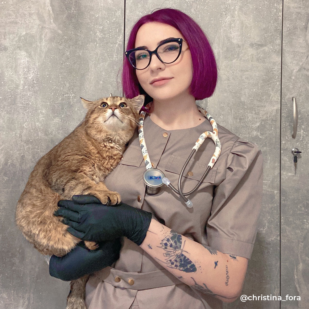 Cat Print Stethoscope for Medical Professionals and Veterinarians MDF Instruments ProCardial Titanium Cardiology Mprint Purrfect