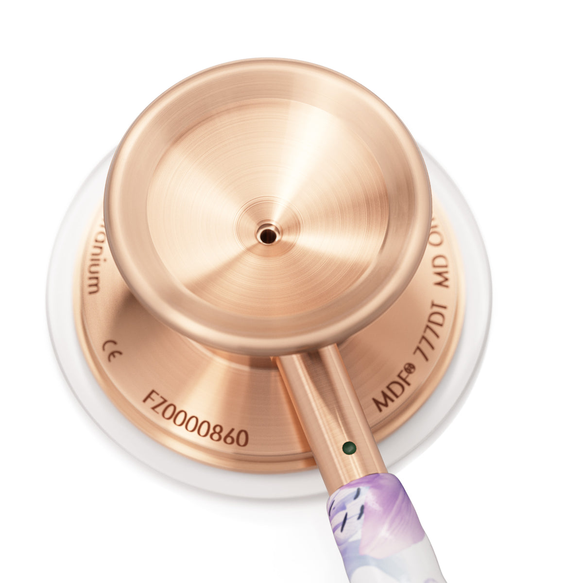 Stethoscope MDF Instruments MD One Epoch Titanium Mprint Flower Print Monet and Rose Gold Custom Stethoscope Engraving
