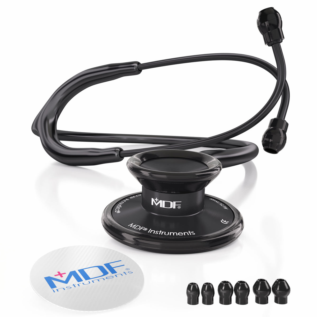 All Black Stethoscope MDF Instruments Acoustica Lightweight Dual Head BlackOut