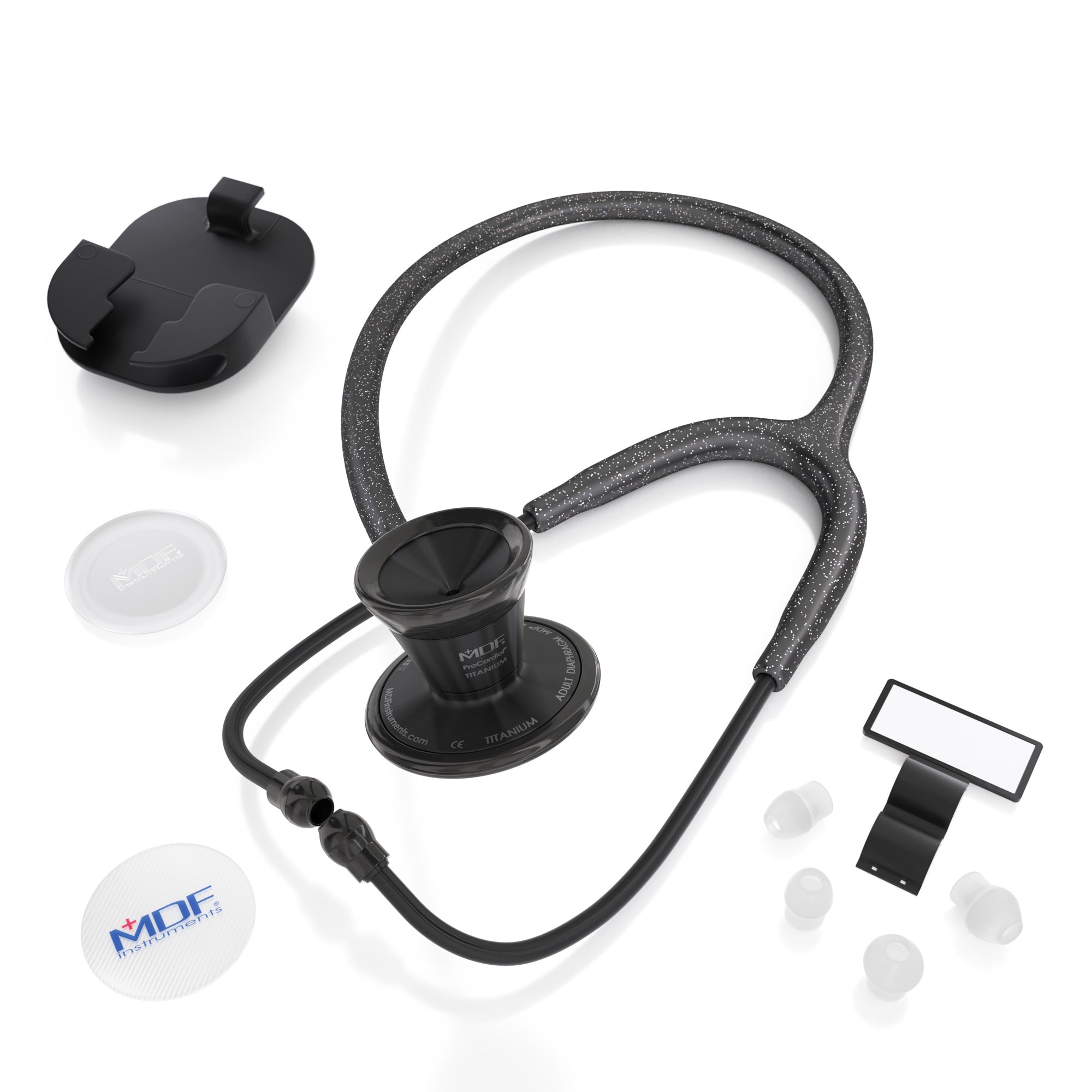 Stethoscope MDF Instruments ProCardial Titanium Cardiology Mprint Black Glitter and BlackOut