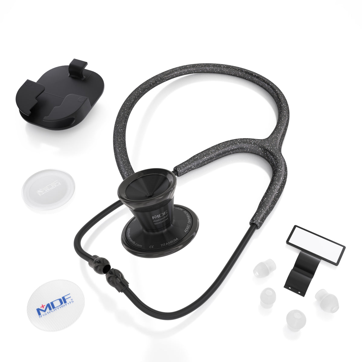 Stethoscope MDF Instruments ProCardial Titanium Cardiology Mprint Black Glitter and BlackOut