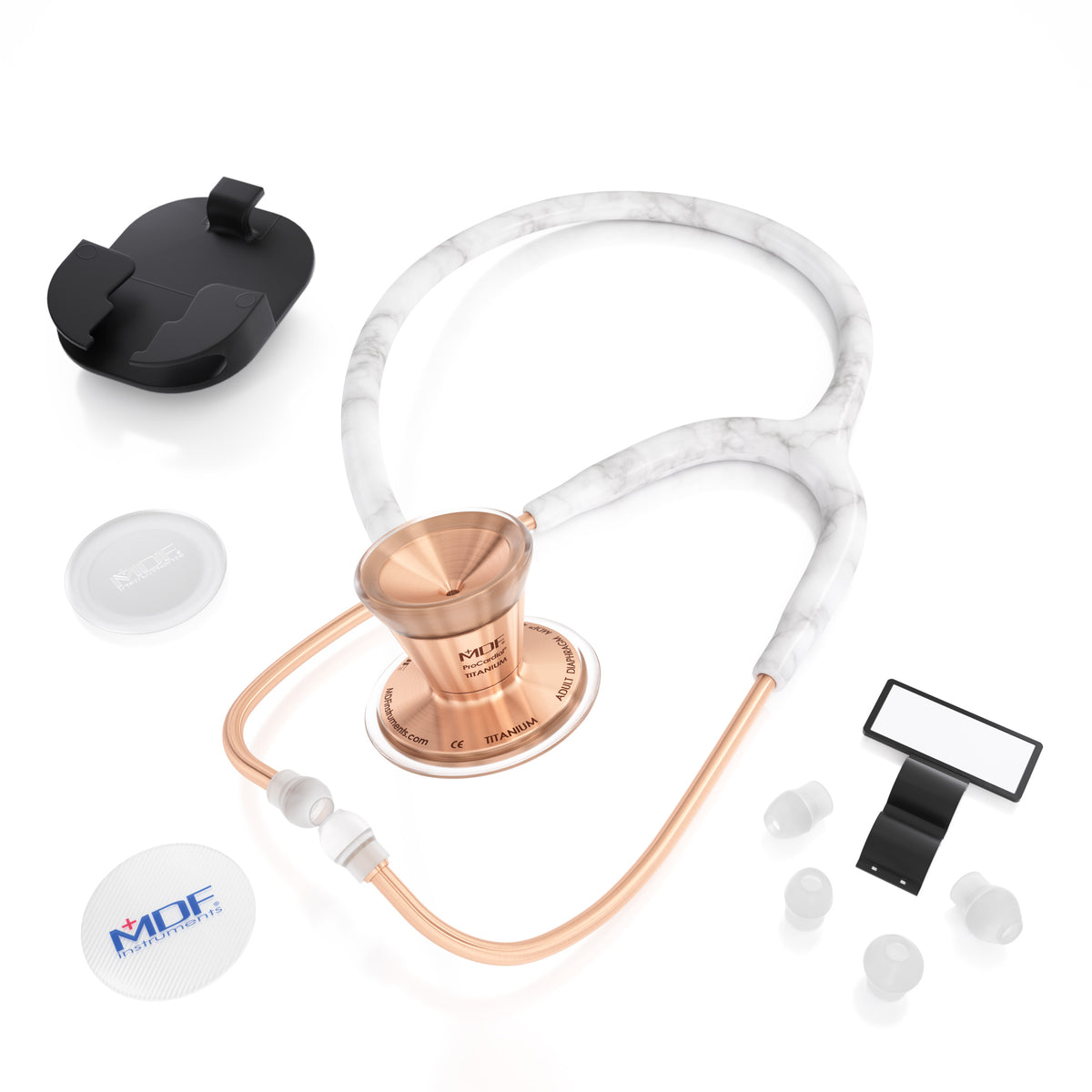 ProCardial® Titanium Cardiology Stethoscope - Carrera Marble/Rose Gold