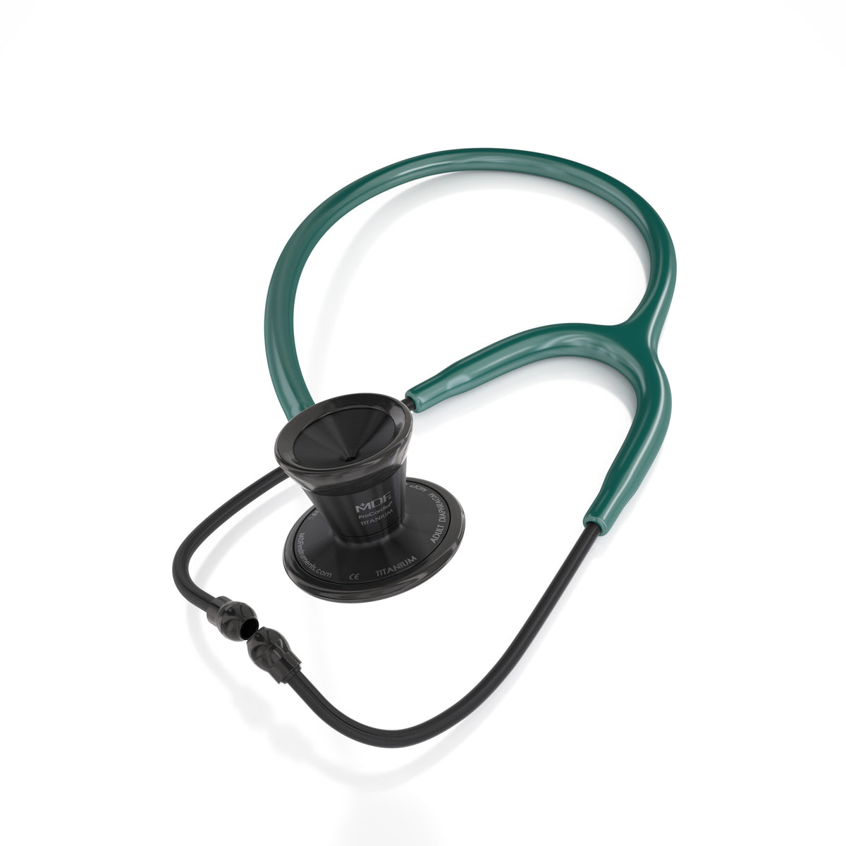 Stethoscope MDF Instruments ProCardial Titanium Cardiology Green and BlackOut All Black Metal Finish