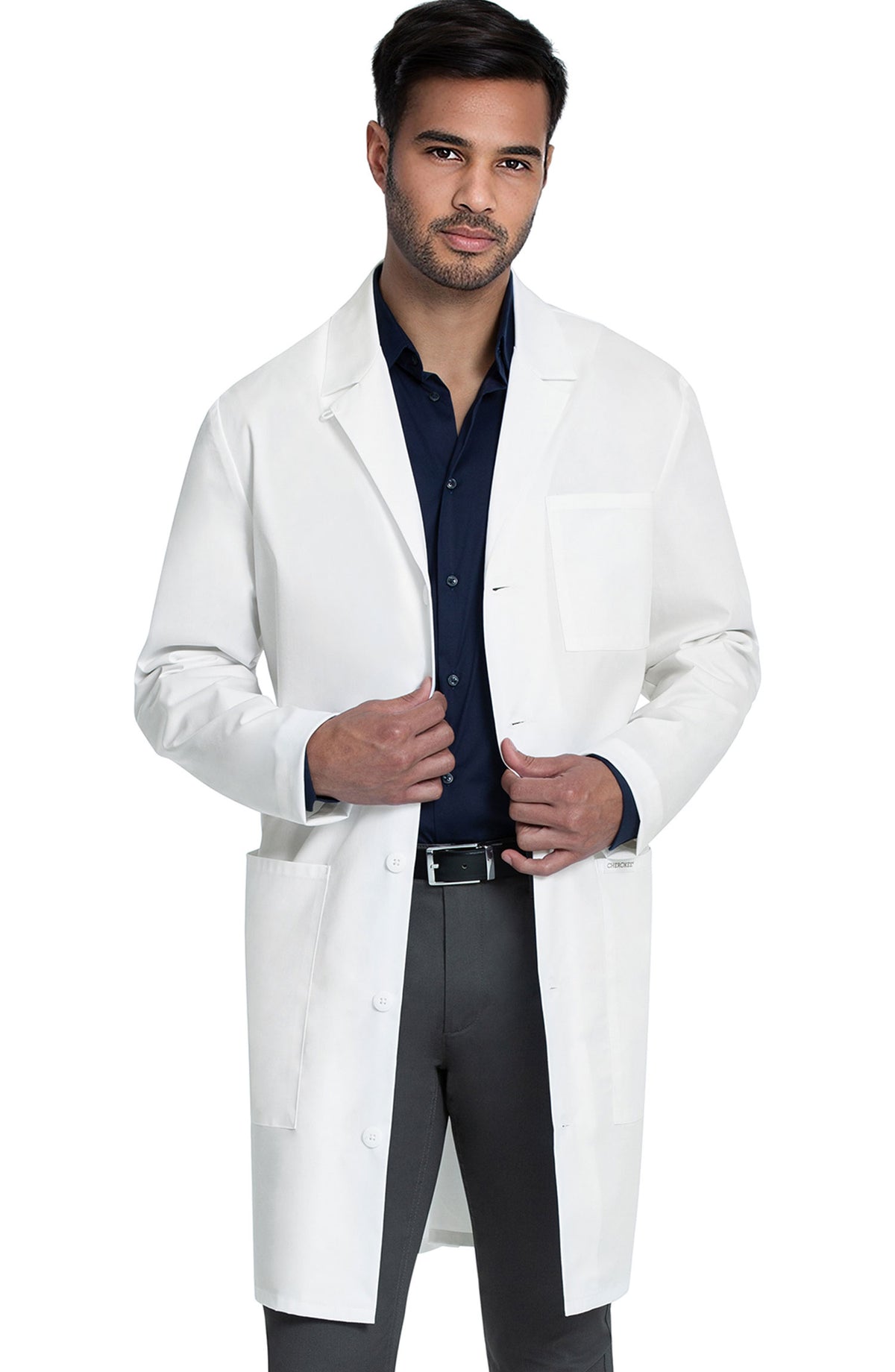 Men's Full Length Lab Coat White Cherokee MDF Instruments