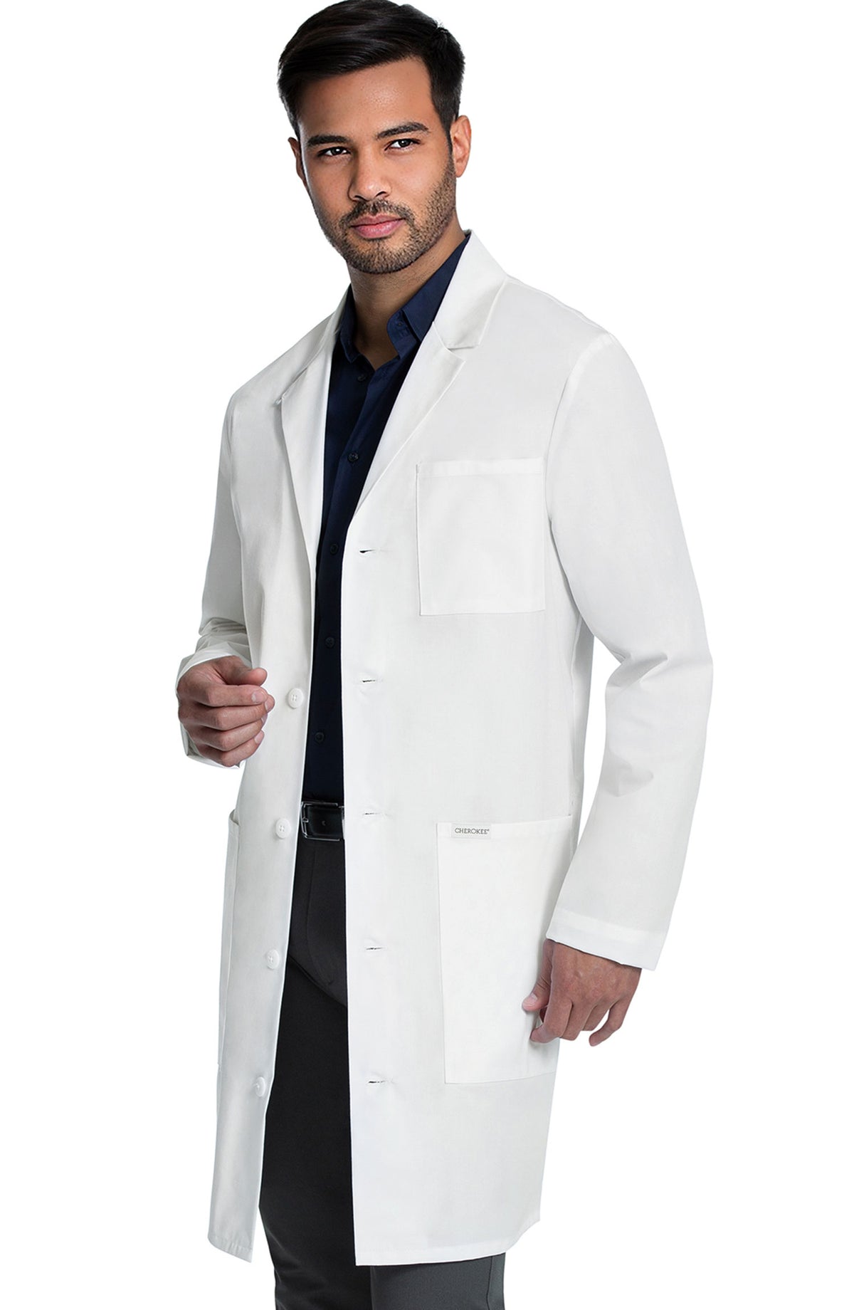 Men's Full Length Lab Coat White Cherokee MDF Instruments