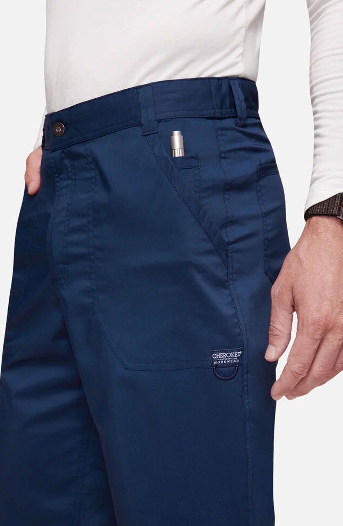 Men's Scrub Pants Cargo Navy Cherokee Workwear Revolution MDF Instruments WW140