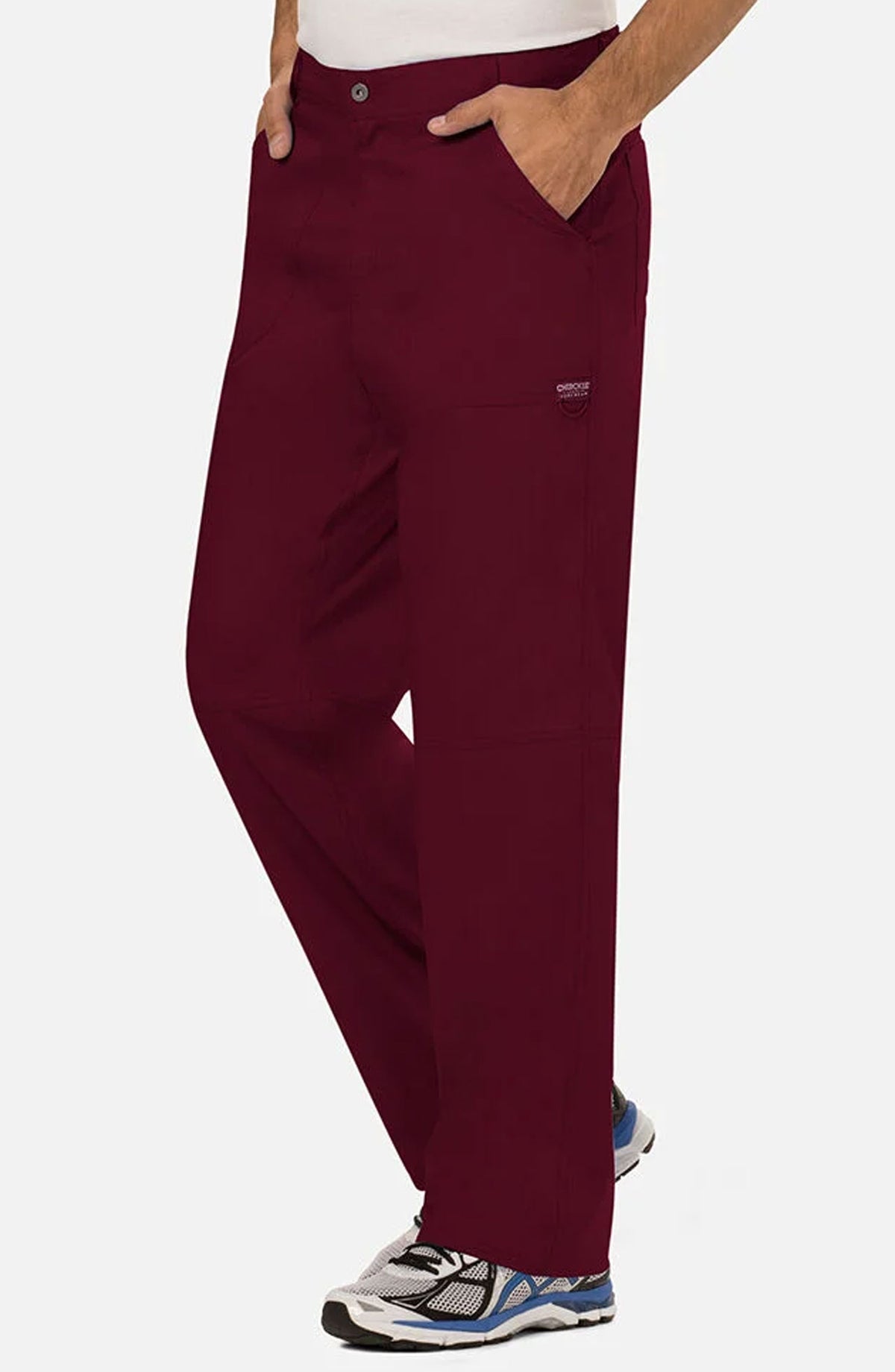 Men's Scrub Pants Cargo Wine Burgundy Cherokee Workwear Revolution MDF Instruments WW140
