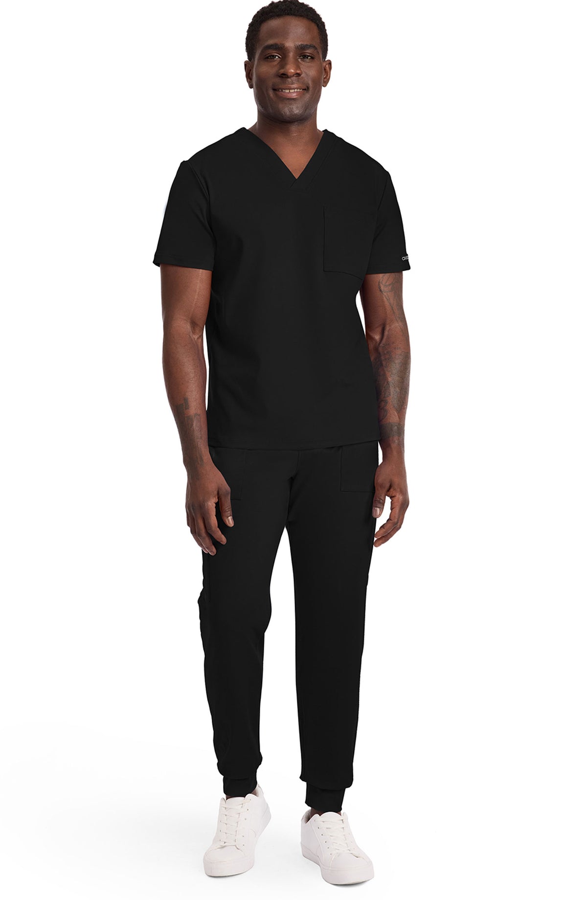 Men's Scrub Top Tuck-In V-Neck Top Black Cherokee Achieve MDF Instruments CK834