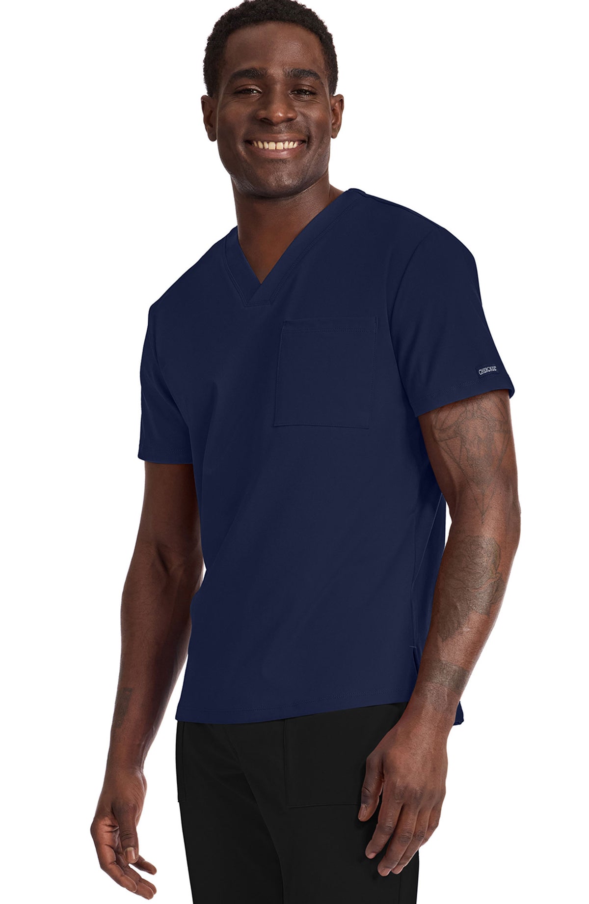 Men's Scrub Top Tuck-In V-Neck Top Navy Cherokee Achieve MDF Instruments CK834